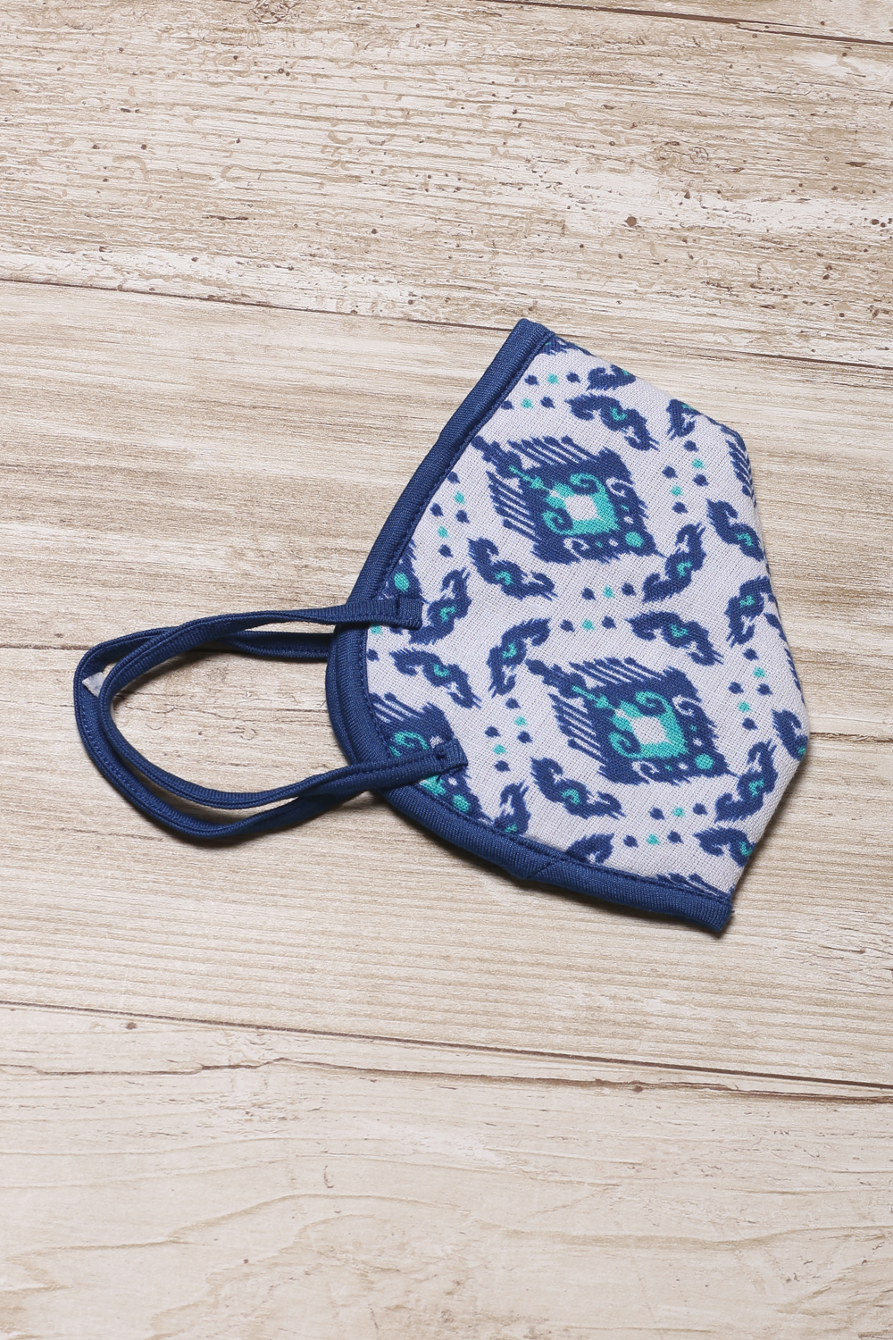 White Cotton Flax Printed Face Mask image number 2