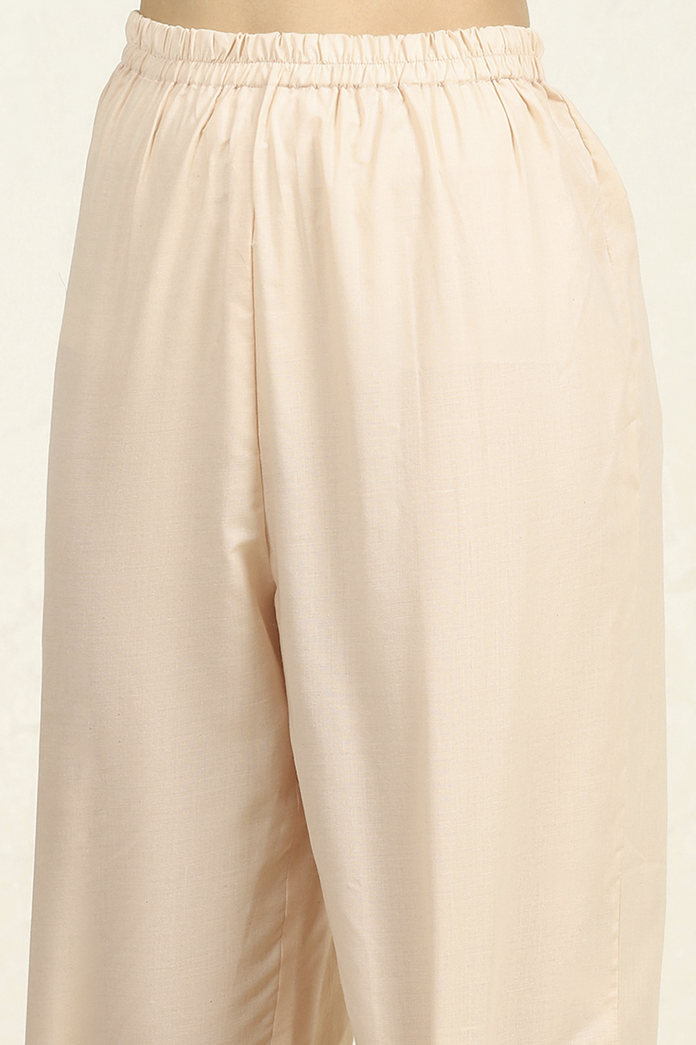 Cream Cotton Unstitched Suit Set image number 3