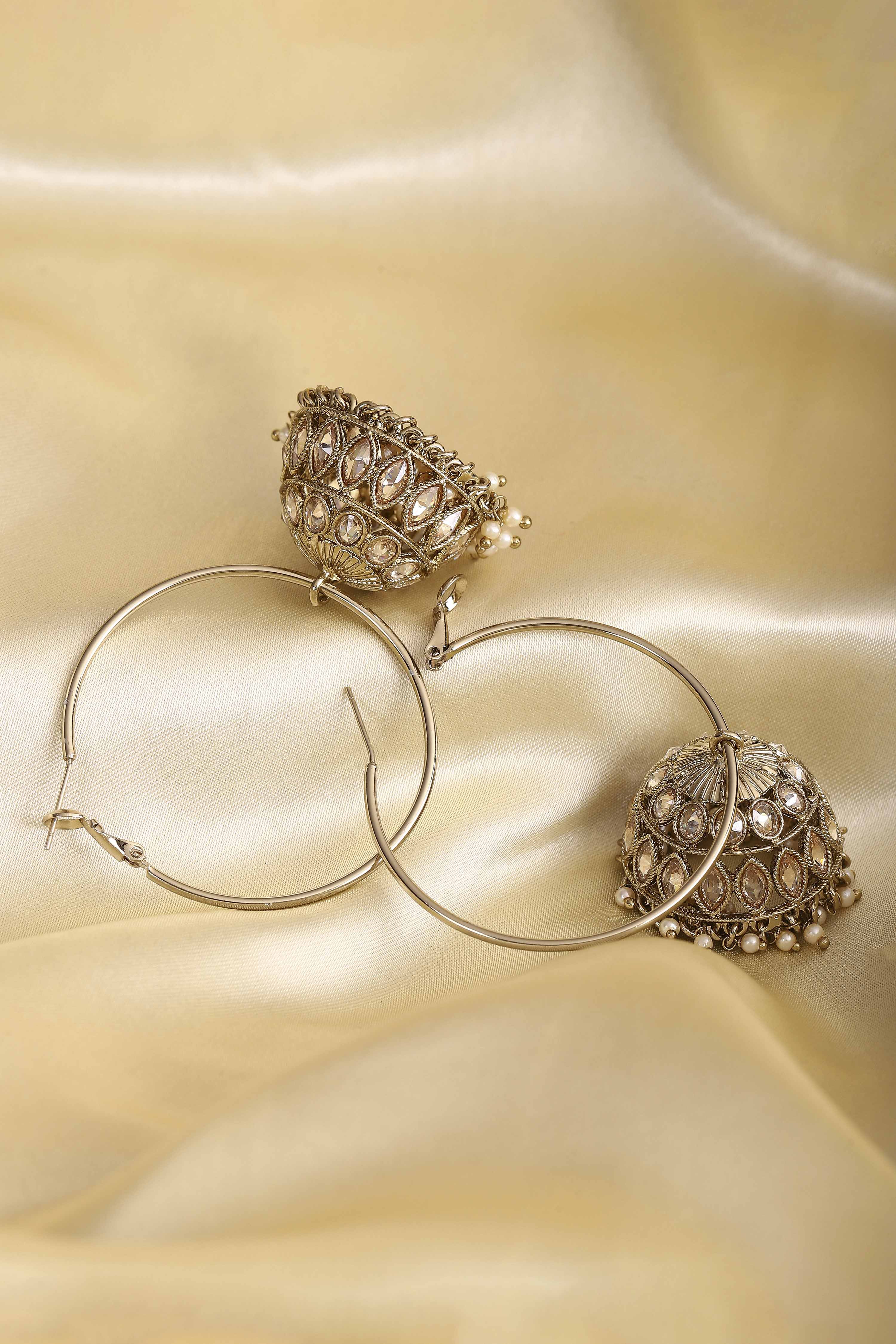 Champagne Alloy Jhumka image number 2