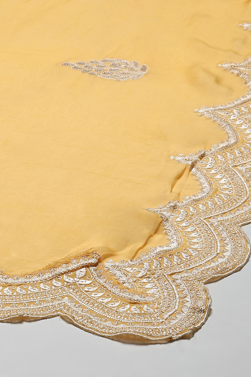 Mustard Linen Blend Digital Print Unstitched Suit Set image number 4
