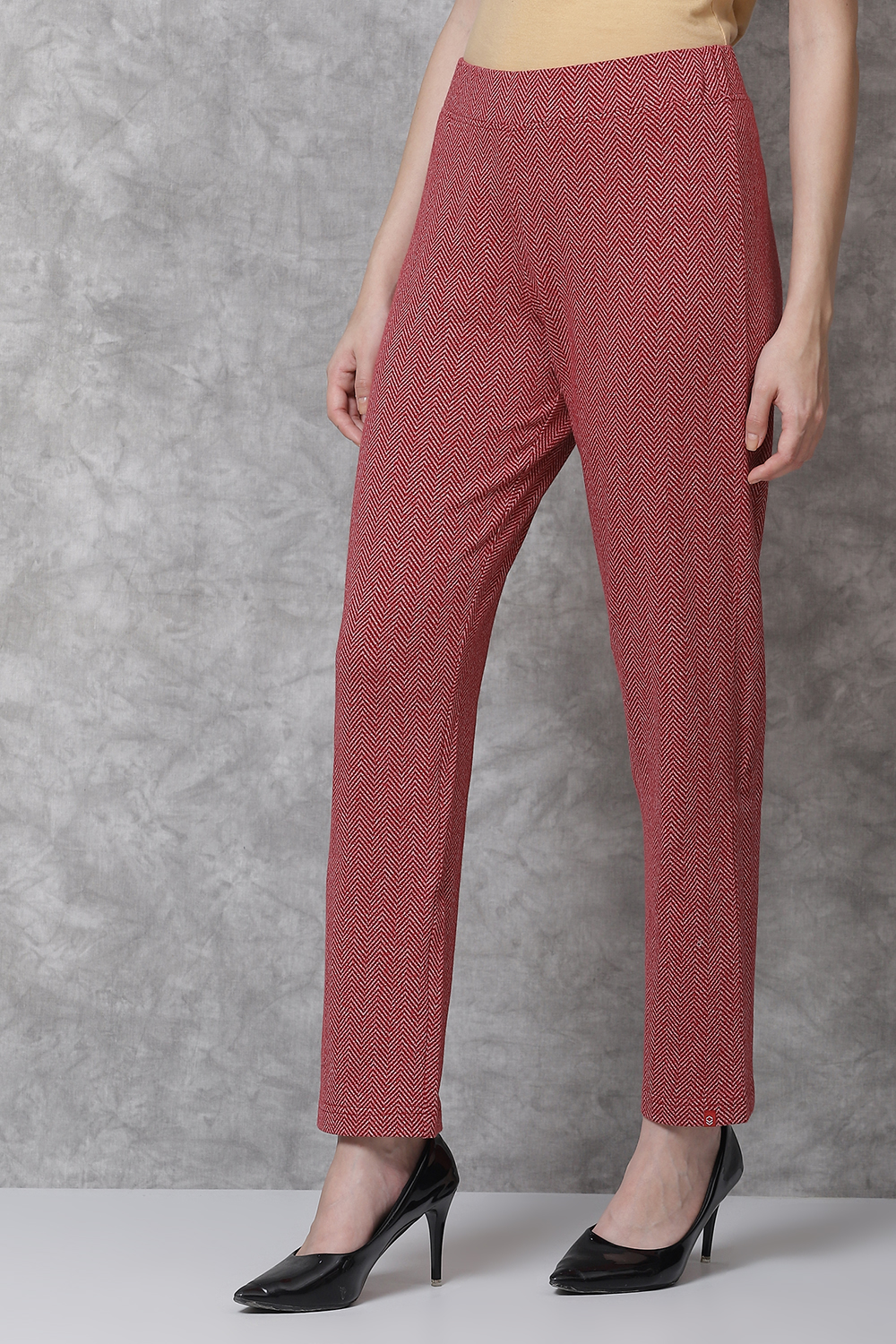 Maroon Straight Cotton Pants image number 2