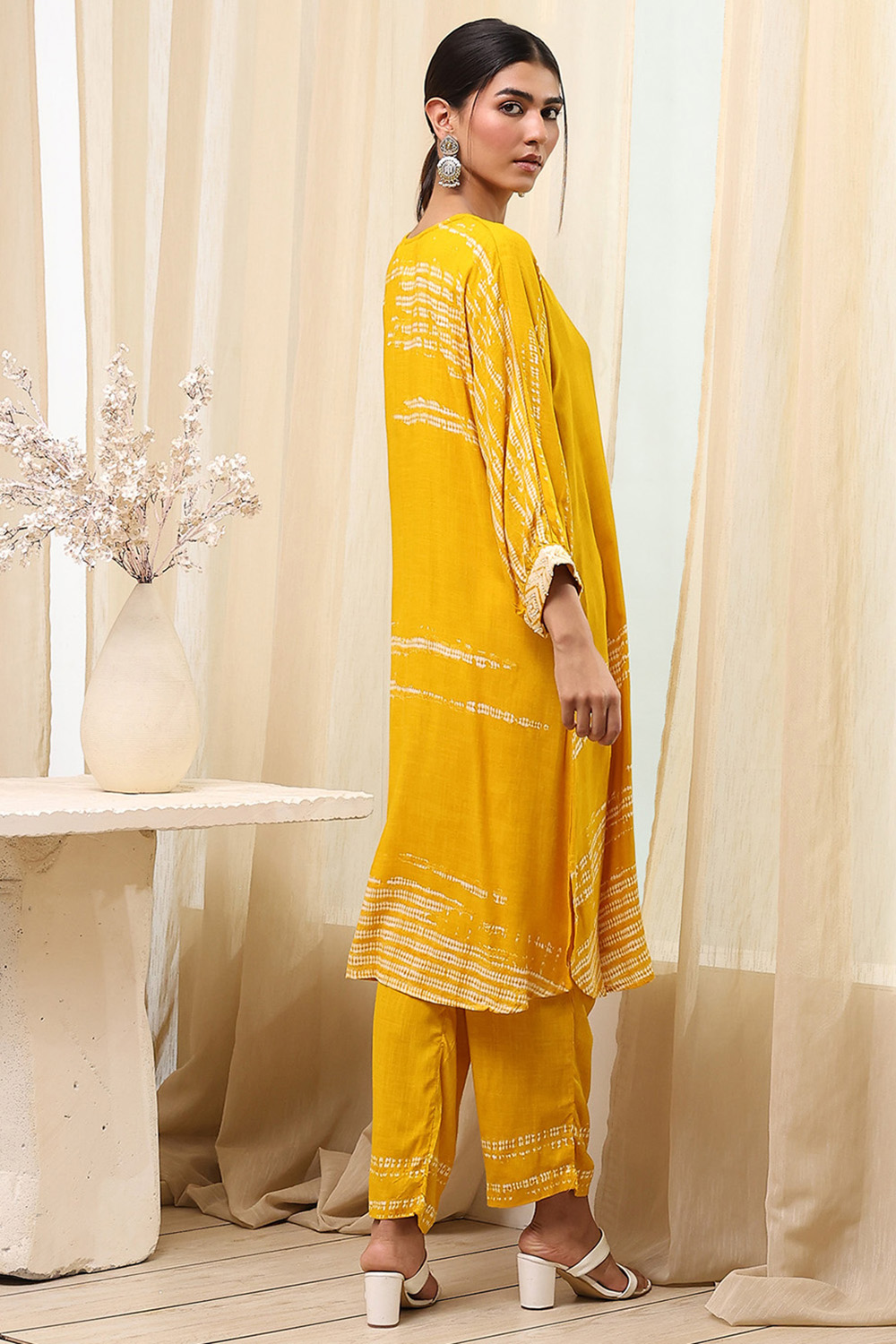 Mustard Viscose Rayon Straight Suit Set image number 4