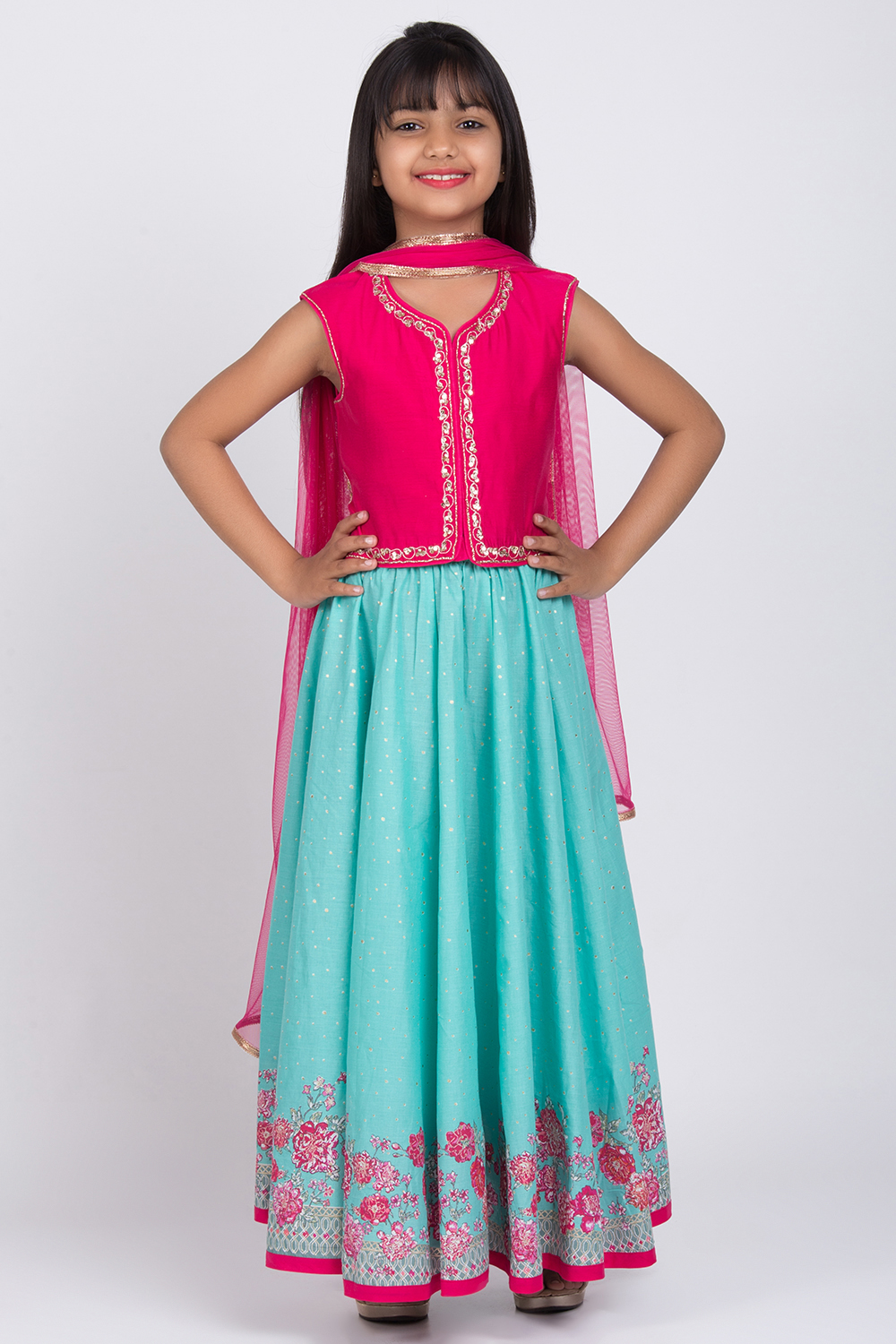 Pink Poly Modal Lehenga Set image number 0