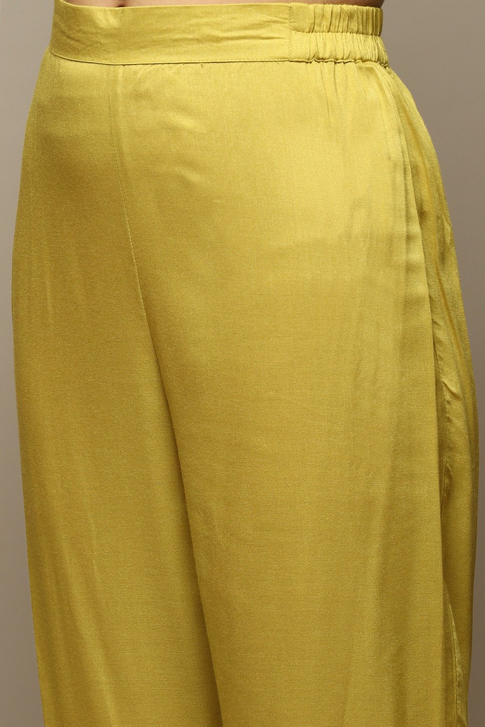 Lime Green Cotton Blend Layered Kurta Suit Set image number 4
