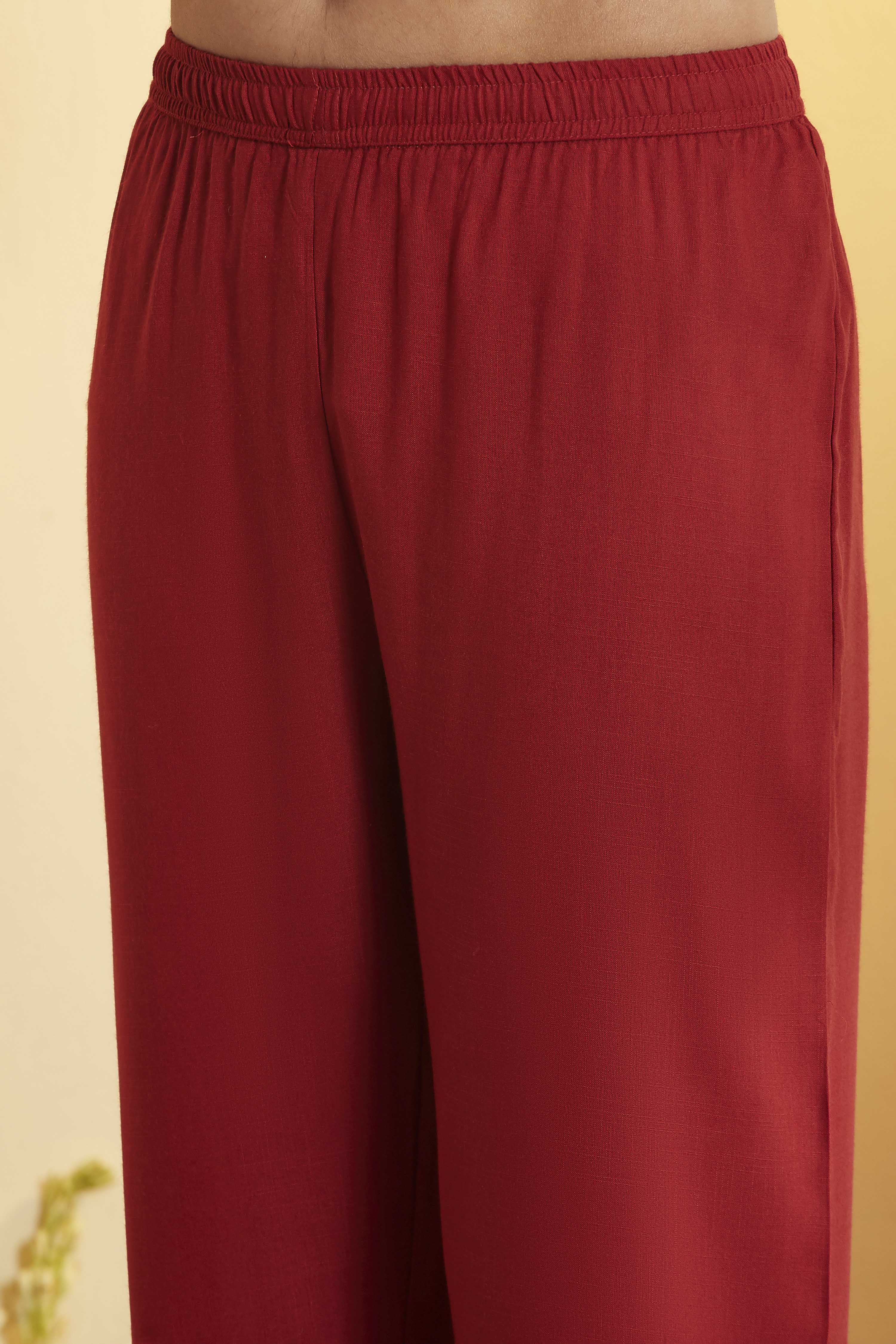 Rust Viscose Blend Straight Suit Set image number 2