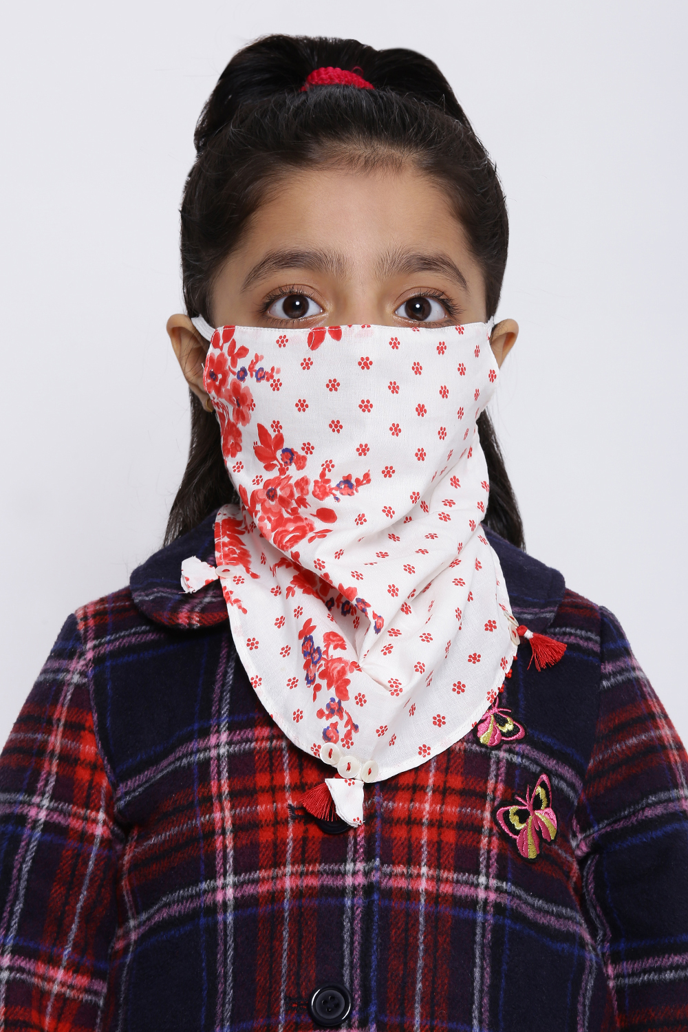White Cotton Kids Printed Mask image number 0