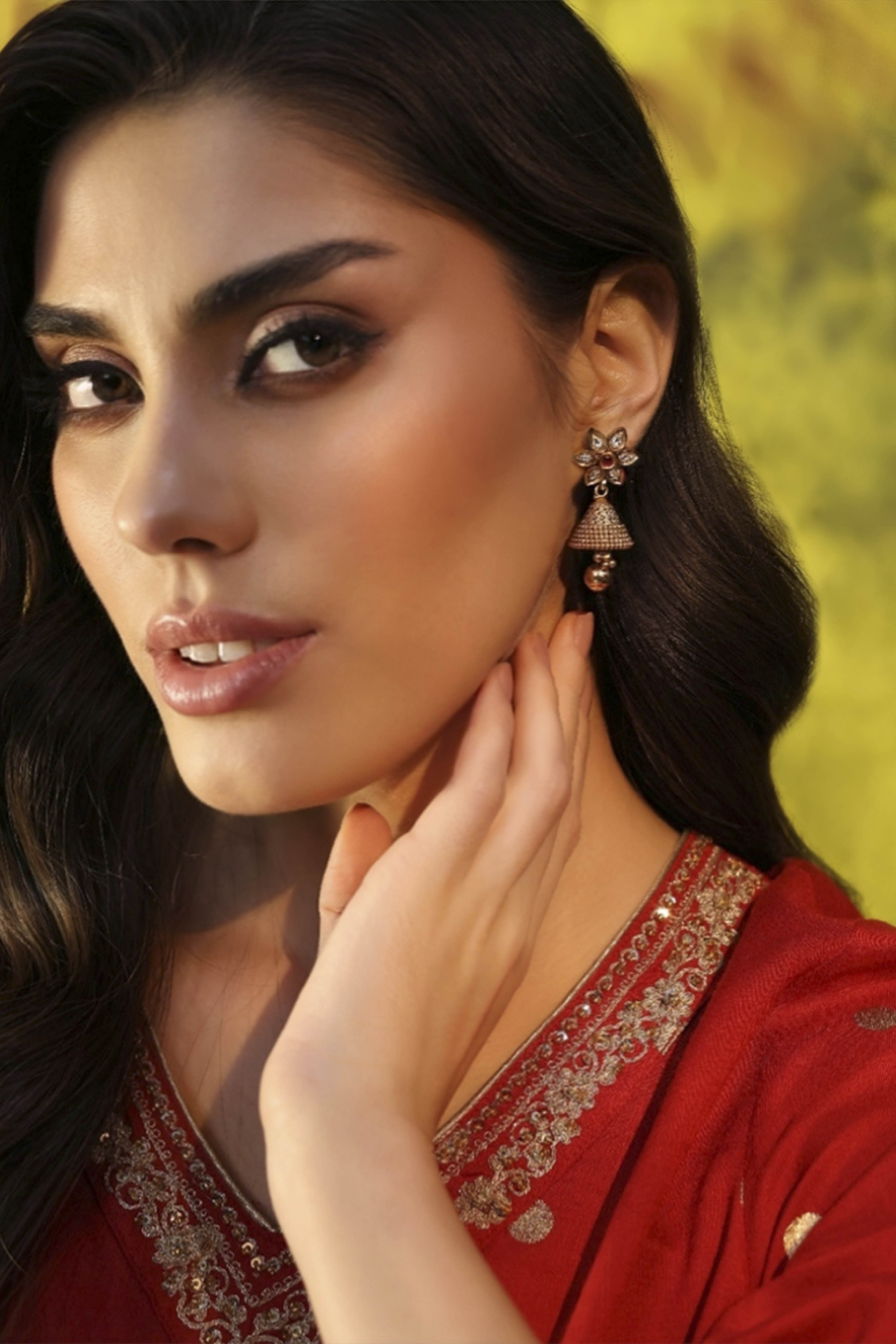 White Alloy Temple Jhumka image number 2