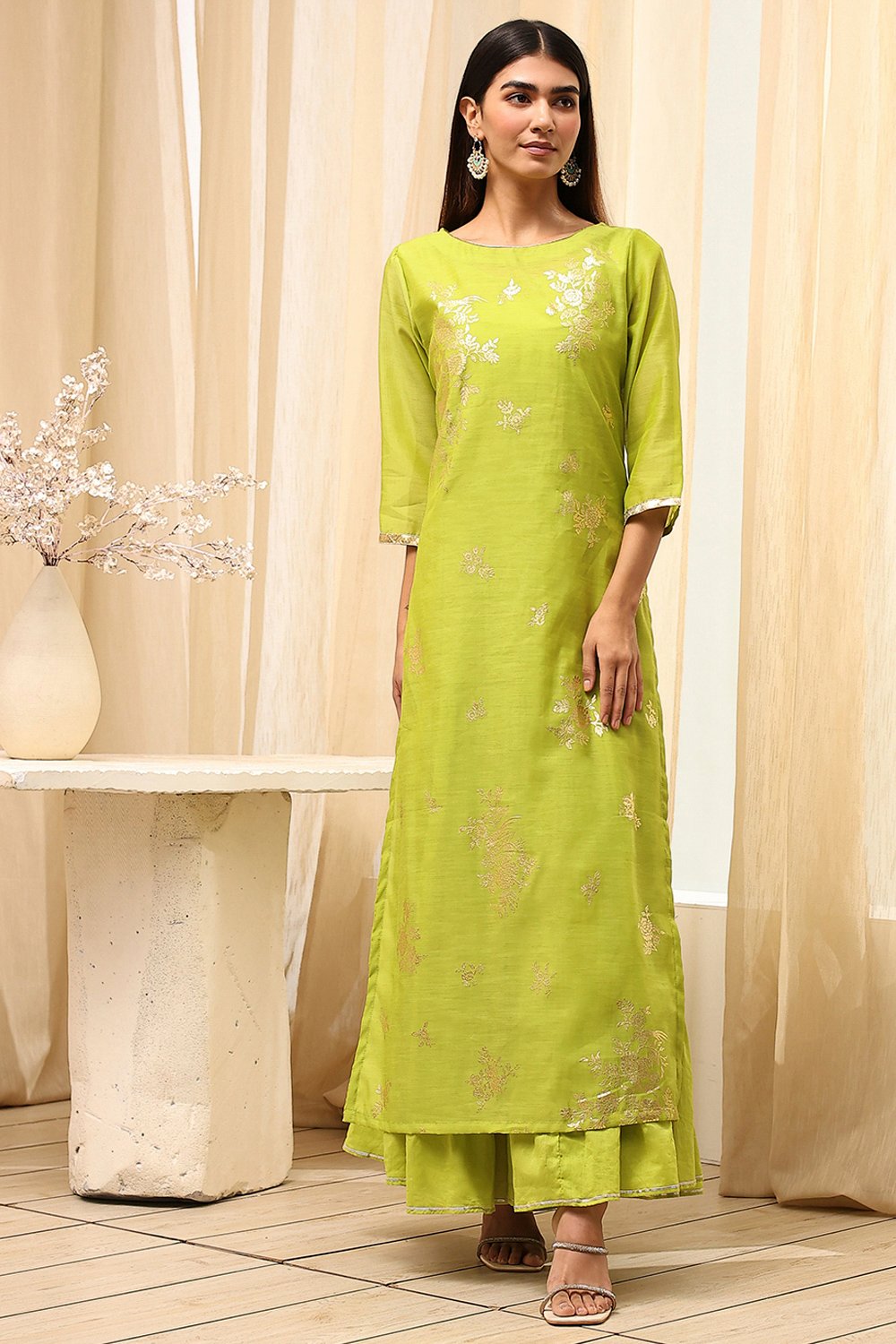 Black Poly Chanderi  Dress image number 6