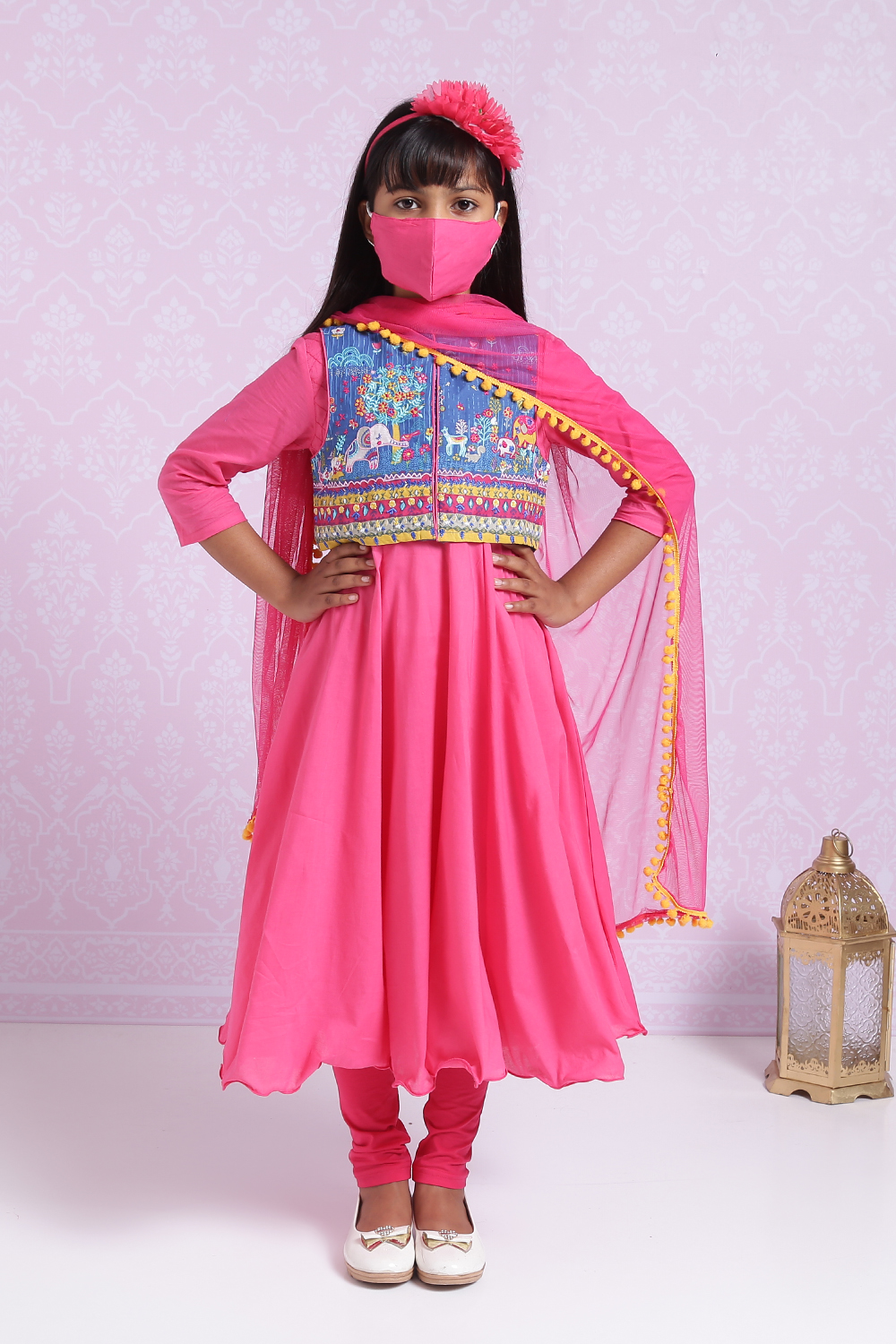 Pink Cotton Anarkali Suit image number 6
