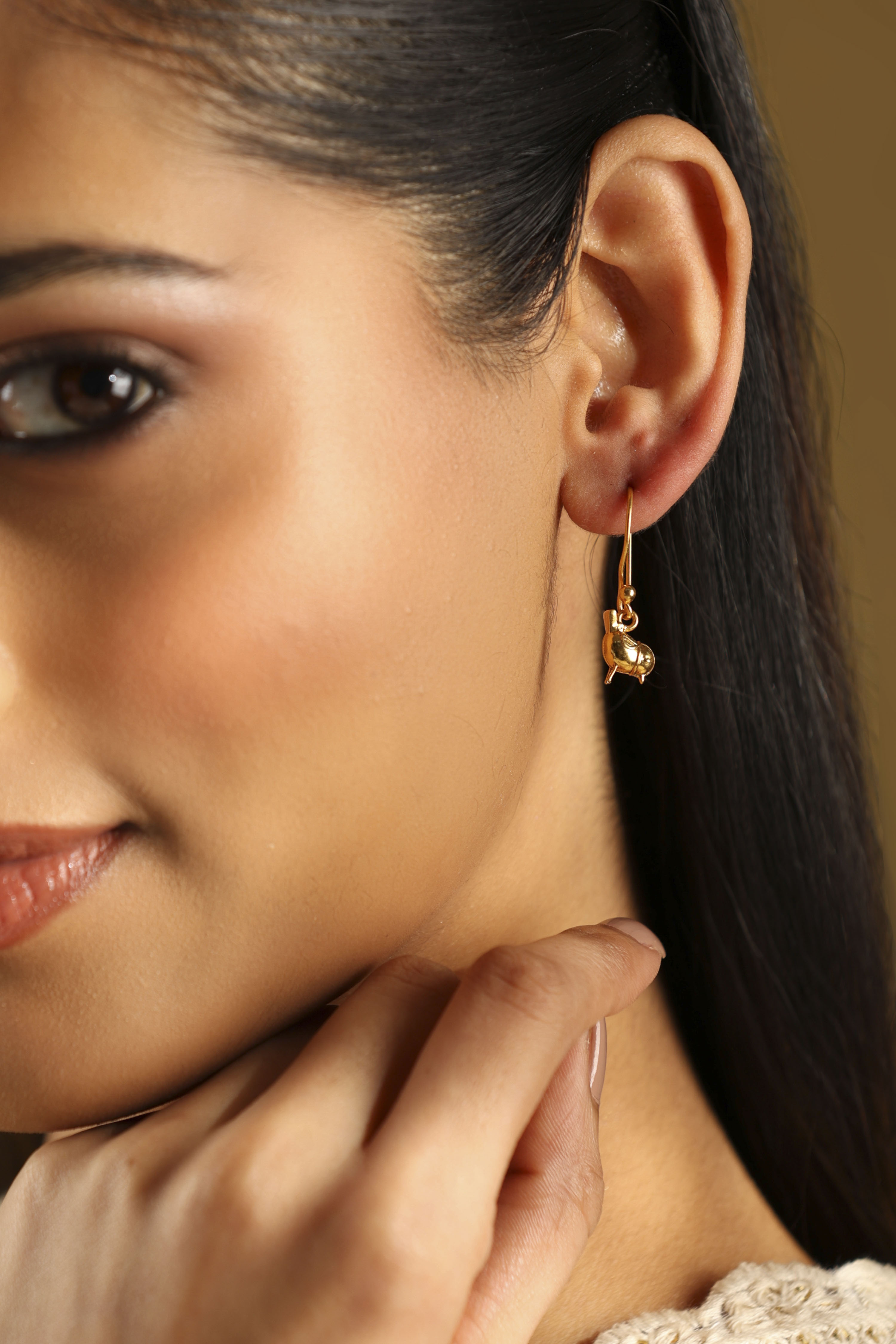 Gold Plated Brass Drop Earrings image number 3