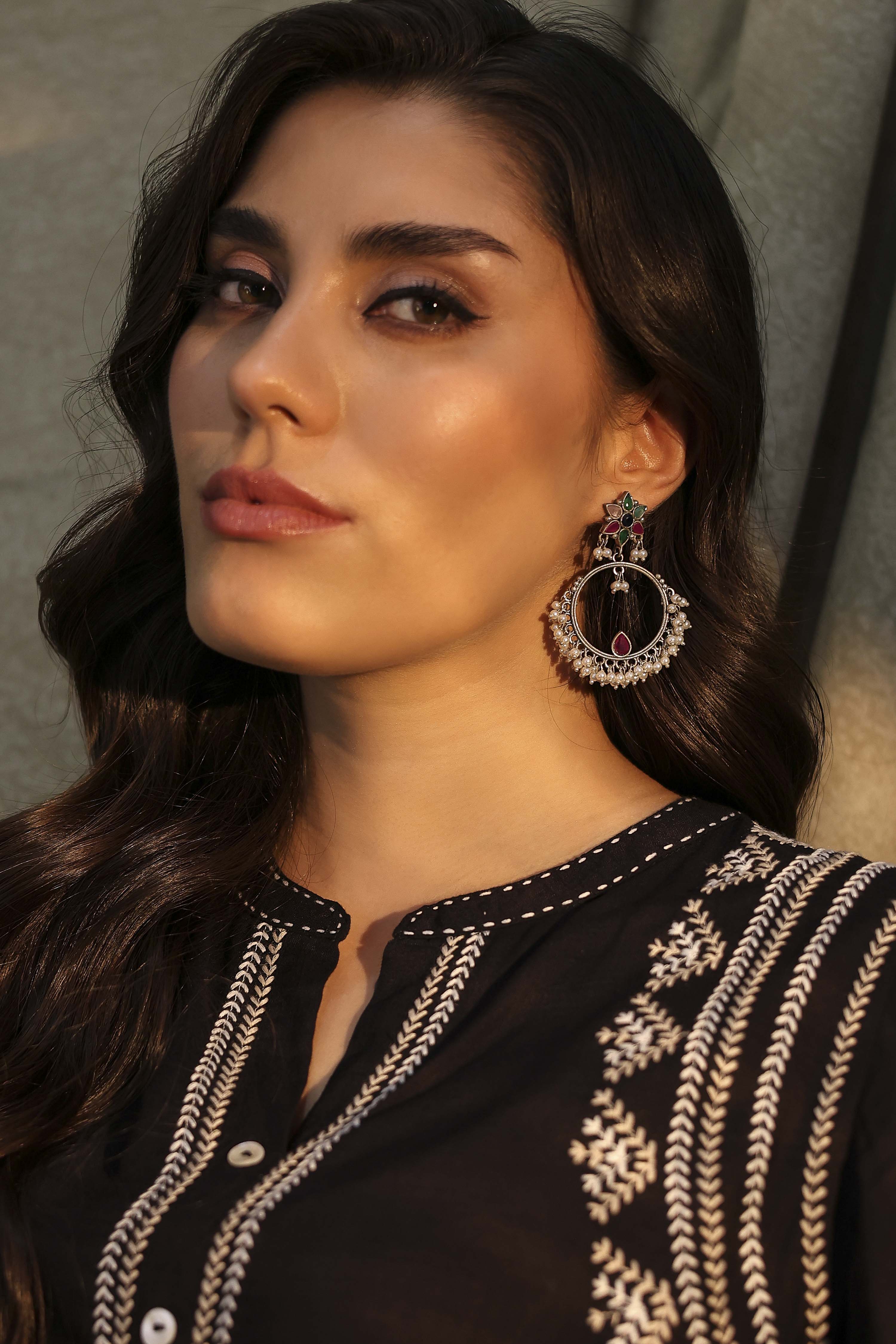 Multicolor Brass Oxidised Chaandbali image number 2