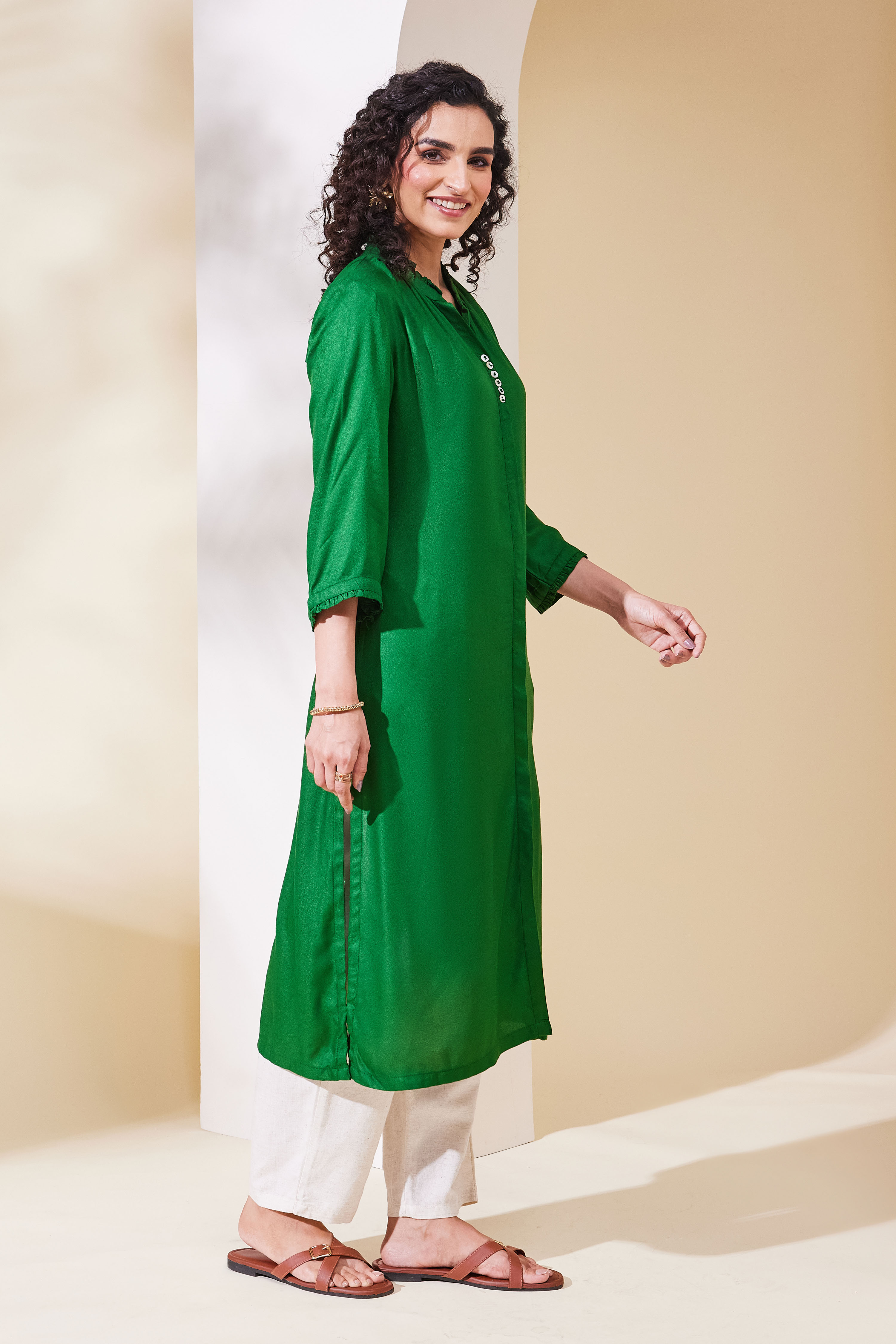 Blue Viscose Rayon Straight Kurta image number 4