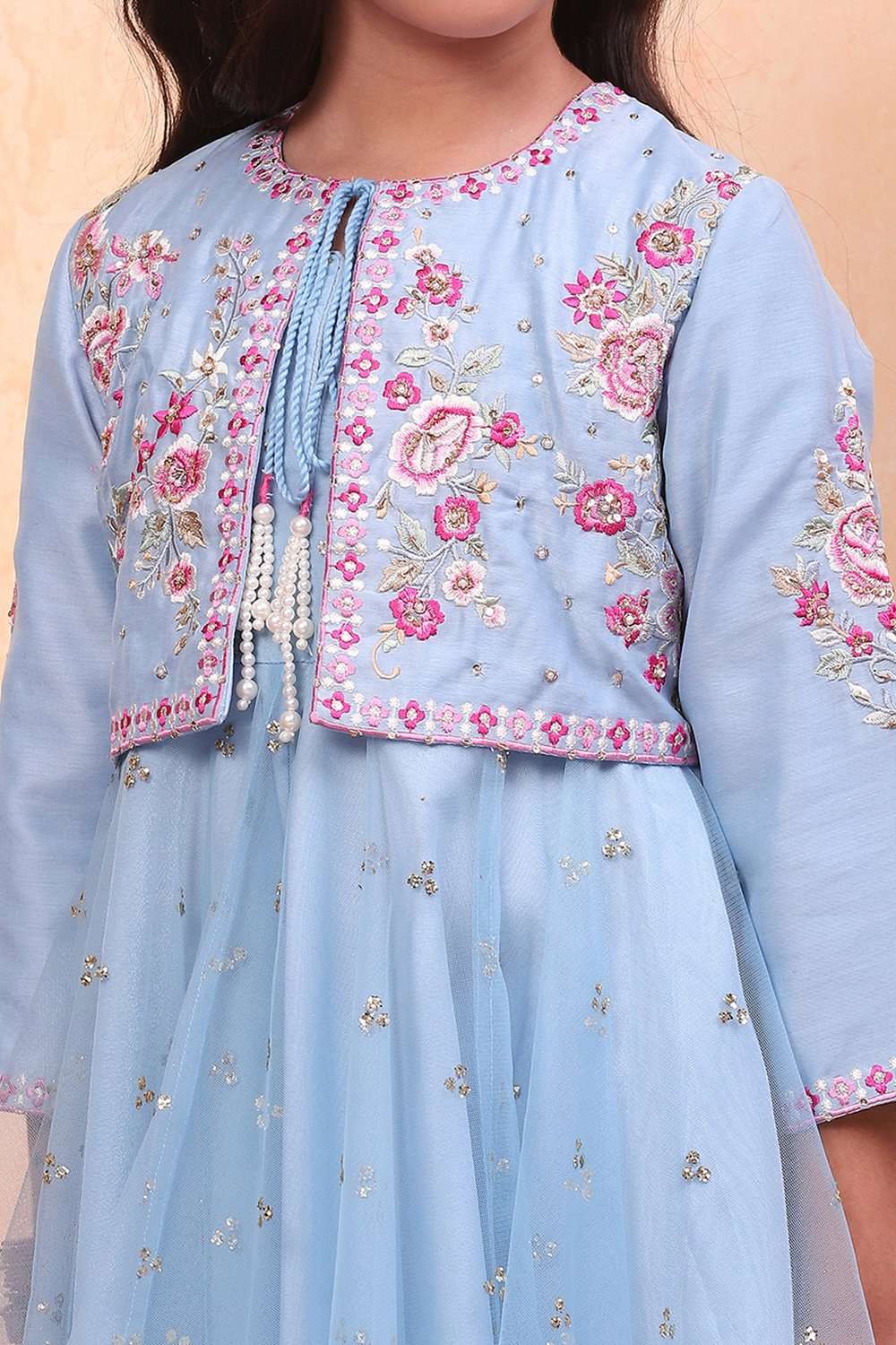 Blue Net Anarkali Suit Set image number 1