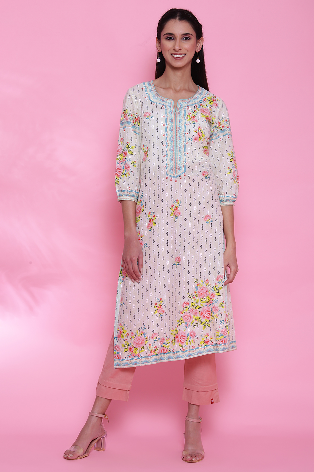 Cream Cotton Straight Kurta image number 0