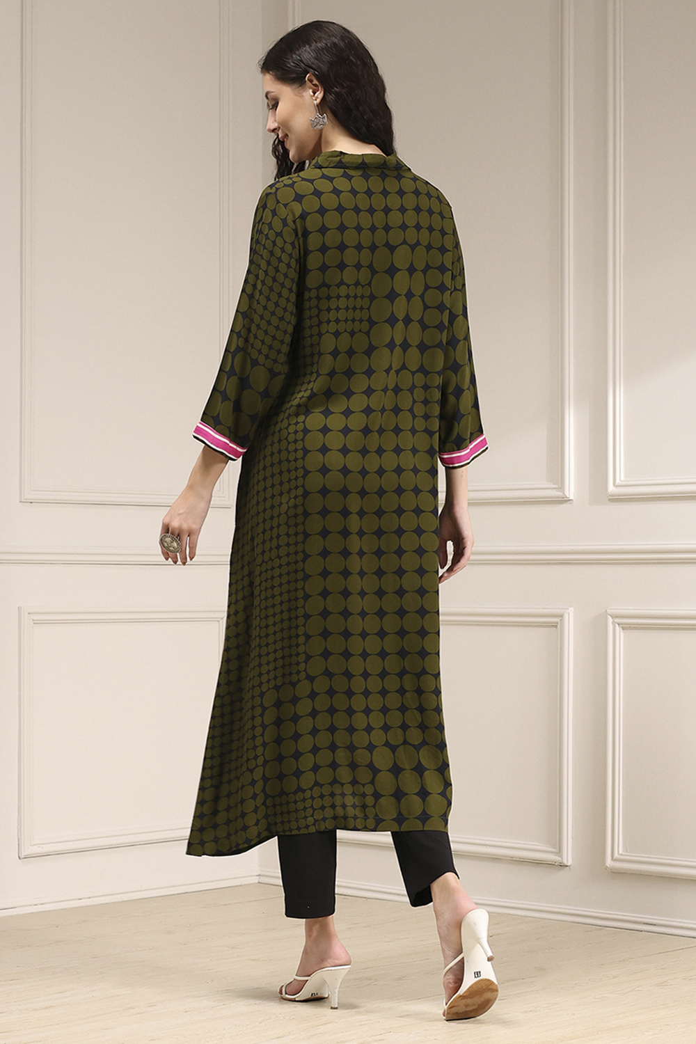 Indigo Blue Viscose Straight Printed Kurta image number 3