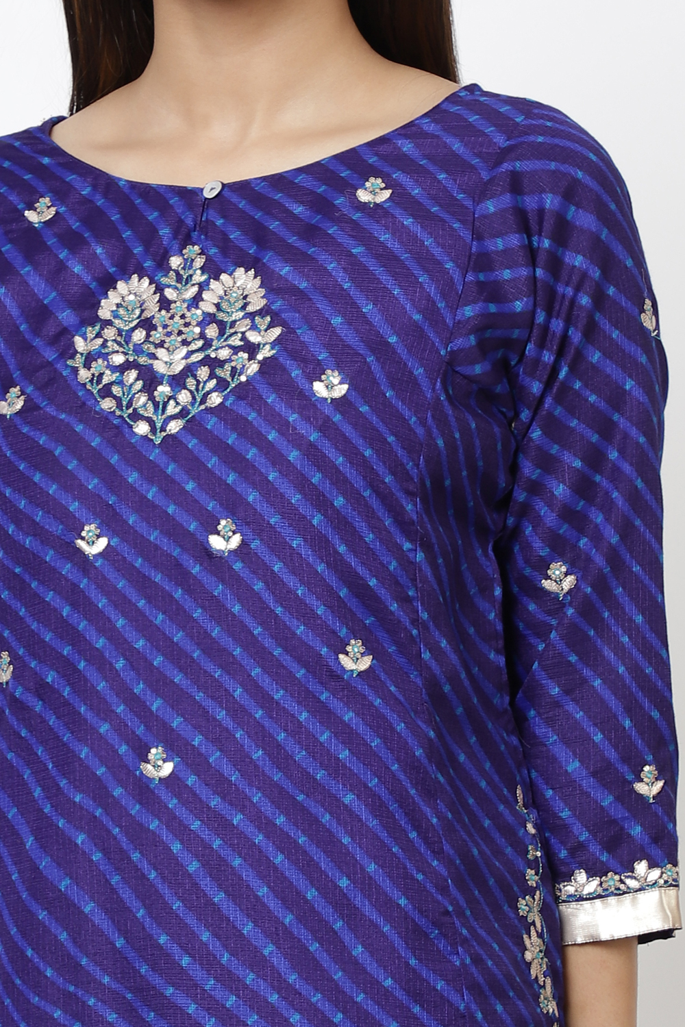 Blue Art Silk A-Line Kurta Churidar Suit Set image number 1