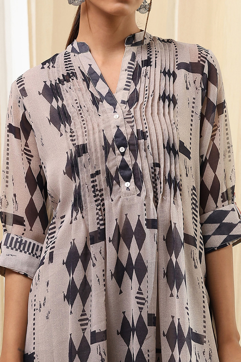 Grey Polyester Straight Kurta Pants Set image number 1