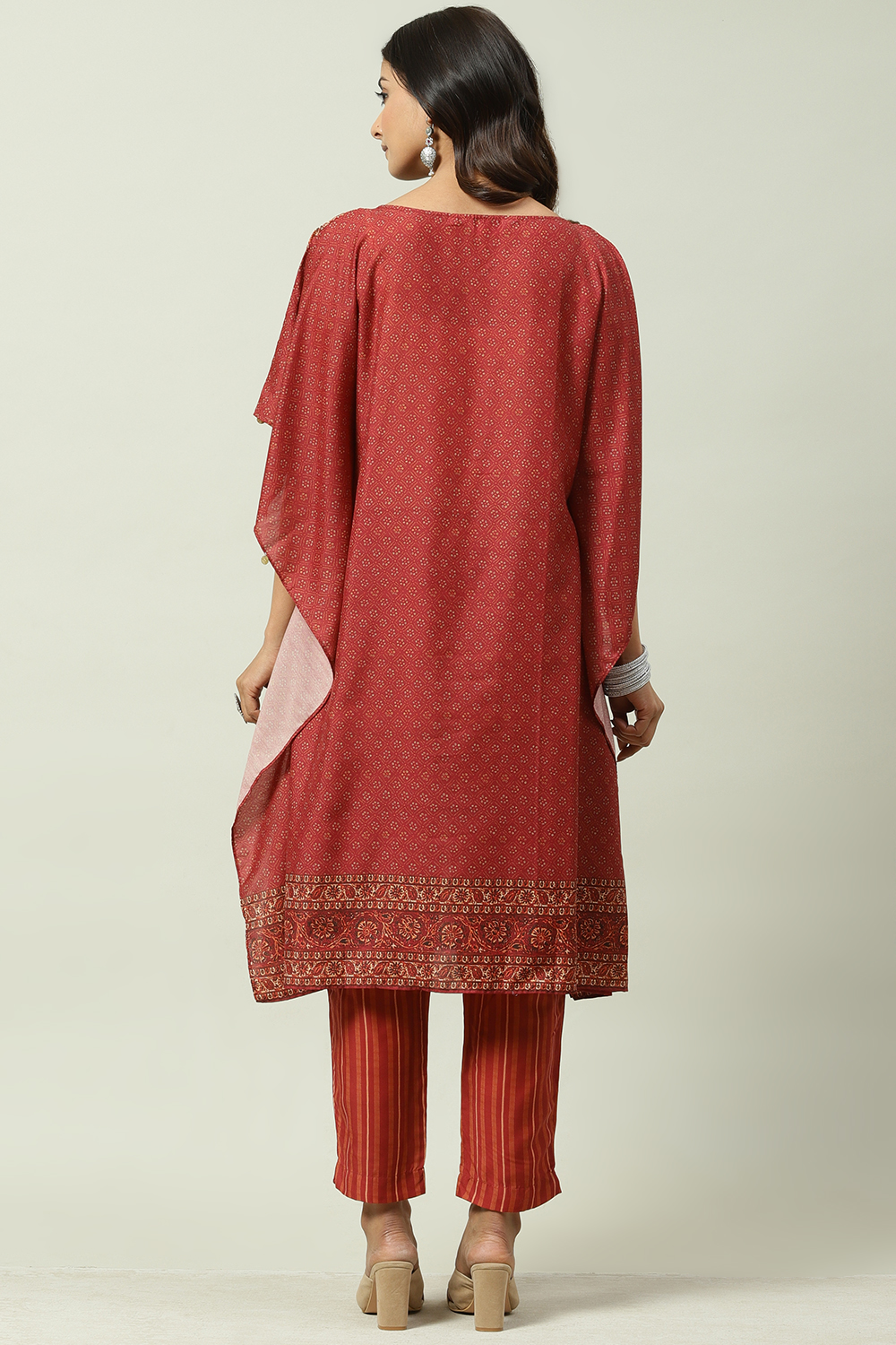 Brown Art Silk Kaftan Set image number 4