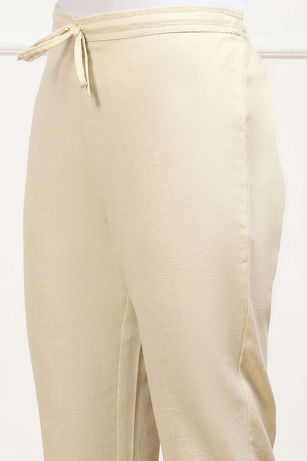 Rust Cotton Solid Regular Pants image number 1