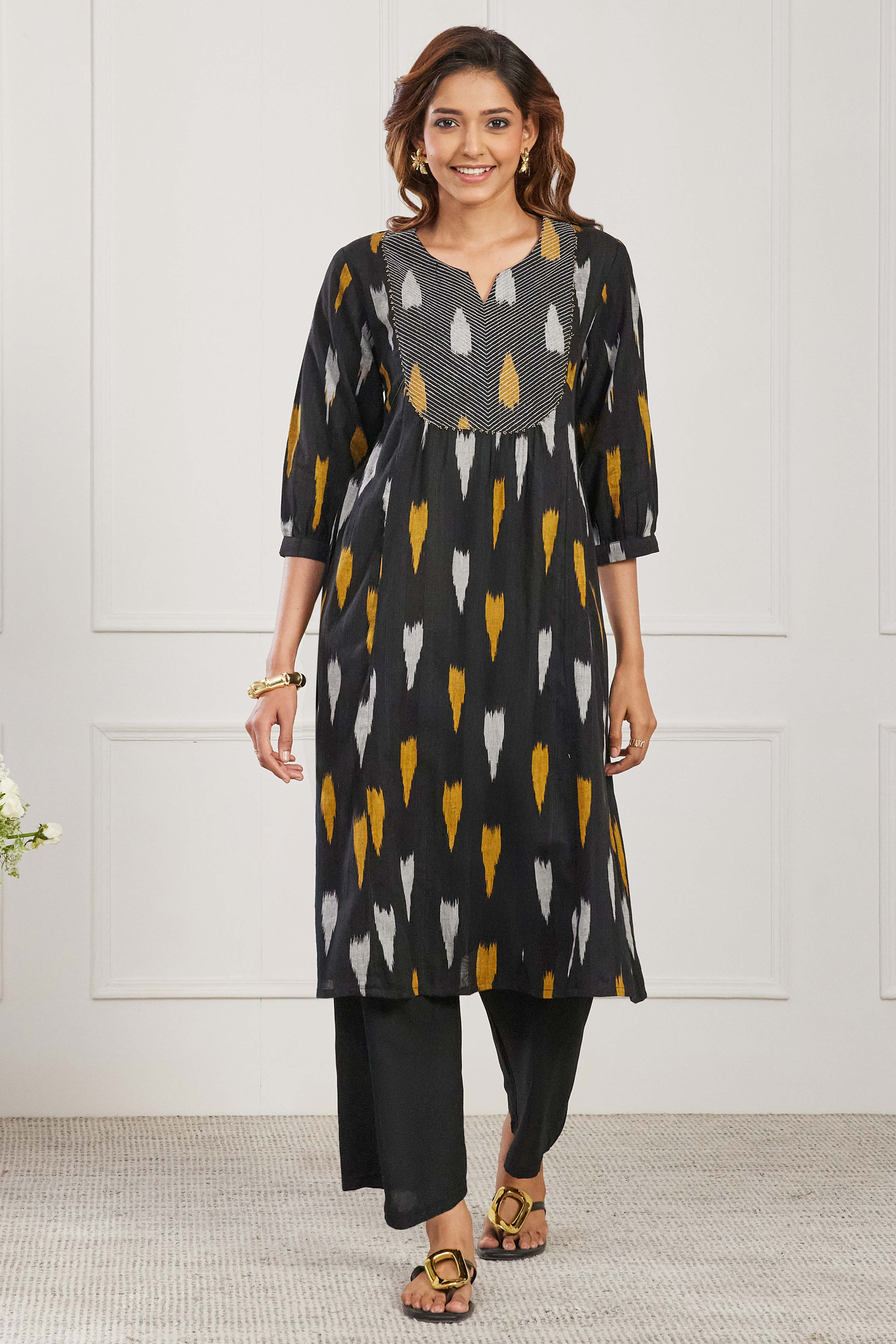 Black Cotton Straight Kurta image number 5