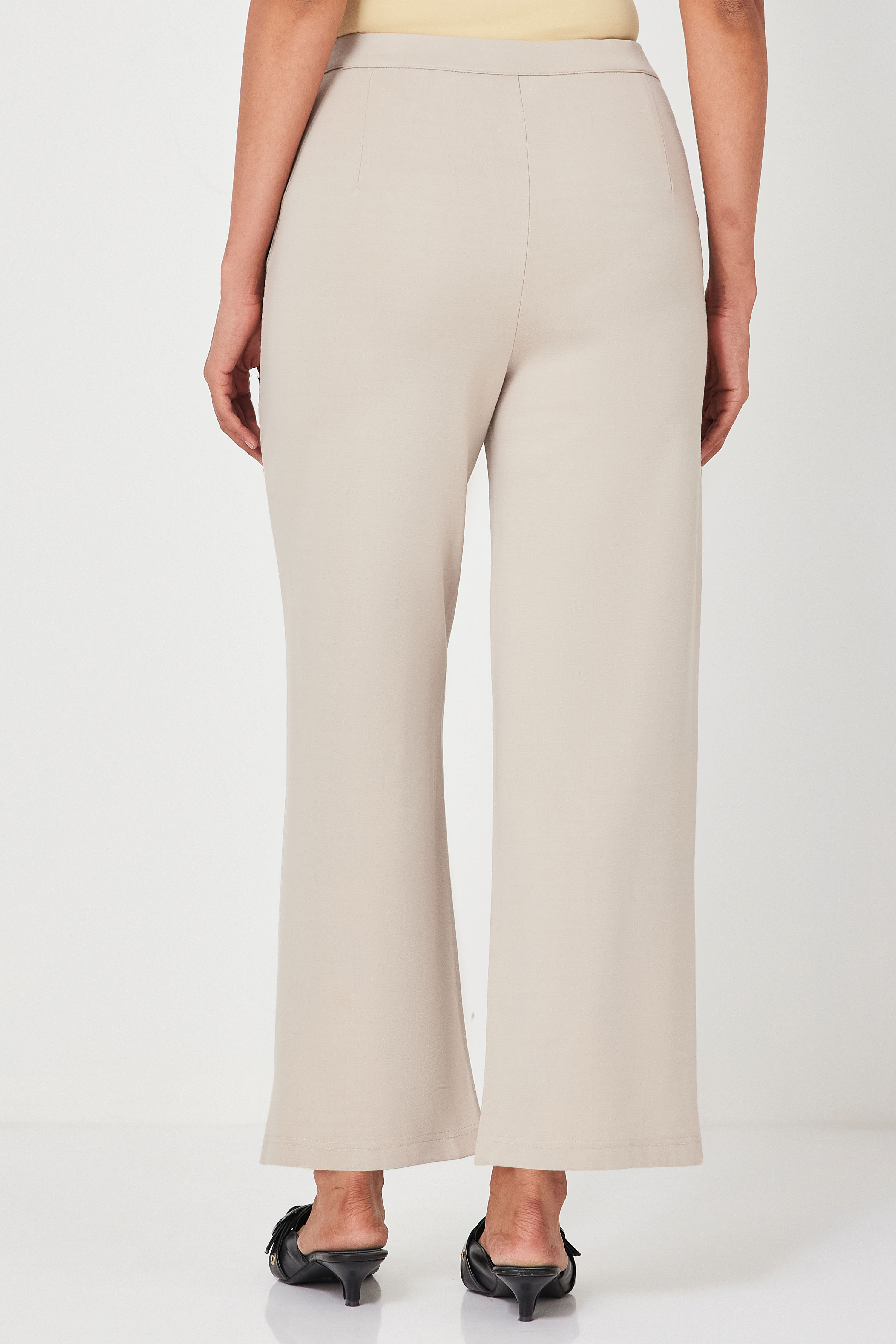 Beige Viscose Rayon Relaxed Pants image number 3