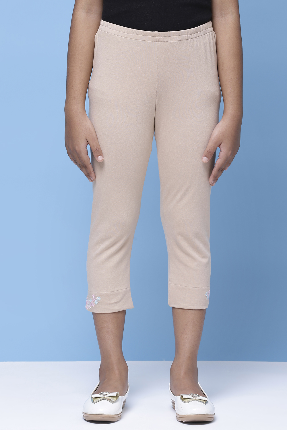Black Cotton Lycra Capris image number 2