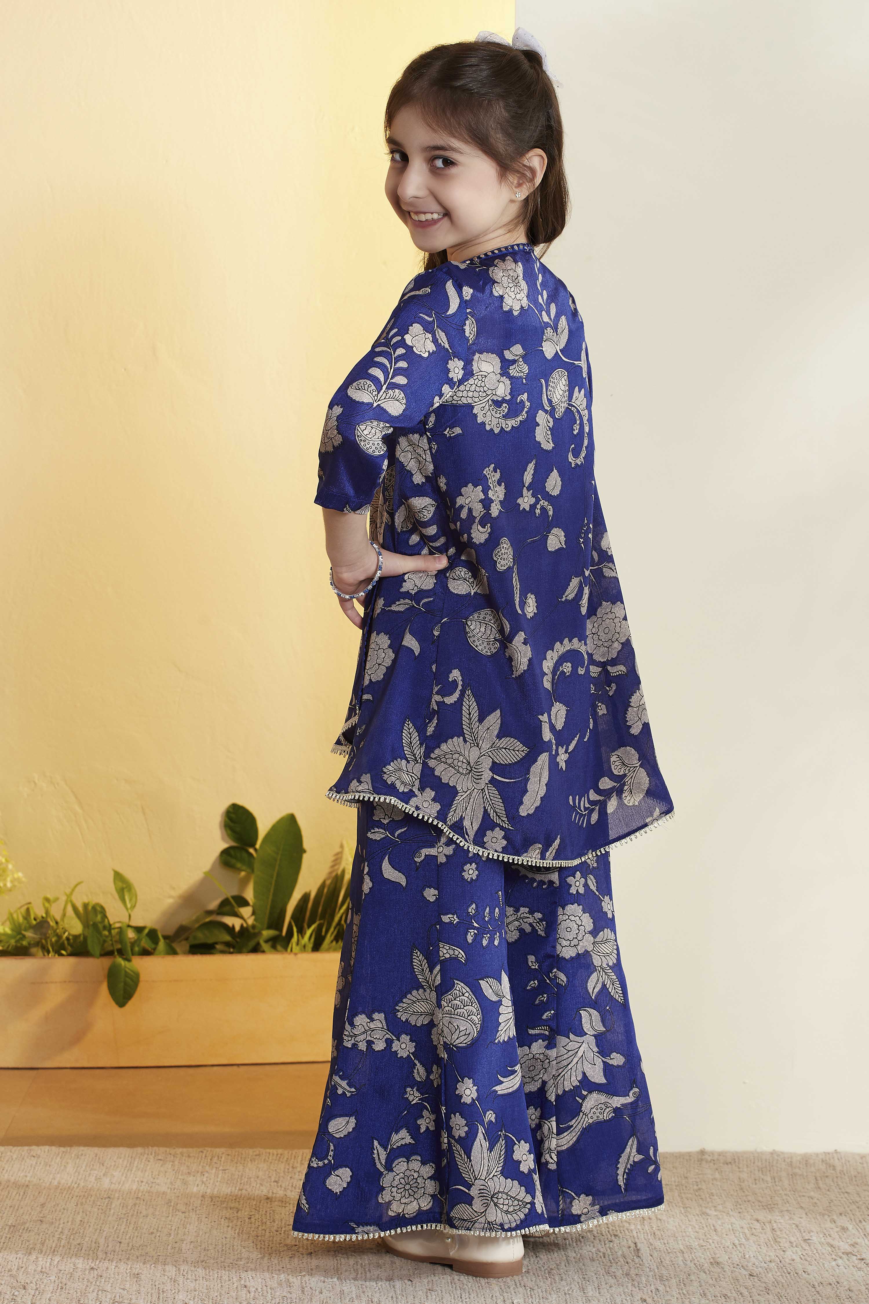 Blue Polyester Straight Suit Set image number 5