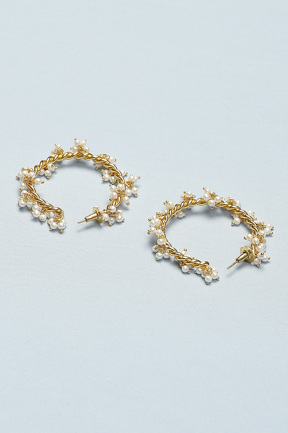 Gold Pearl Hoops image number 2