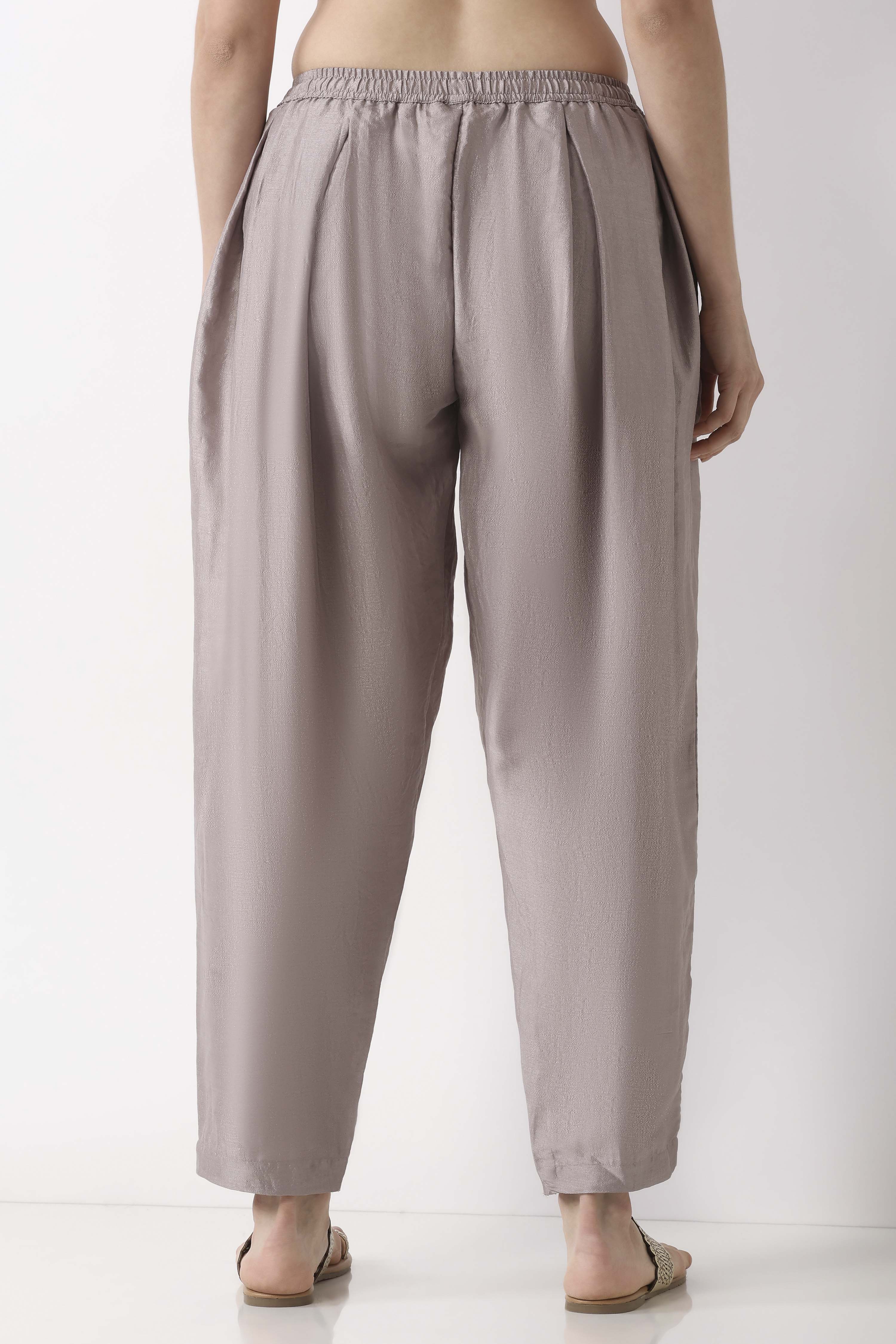 Beige Polyester Relaxed Dyed Pants image number 5