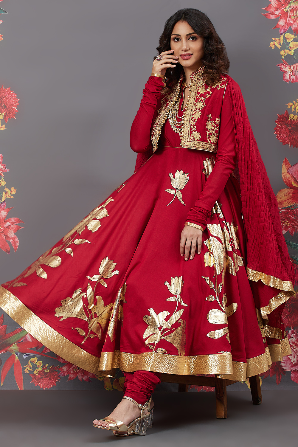 Rohit Bal Off White Cotton Silk Anarkali Printed Suit image number 0