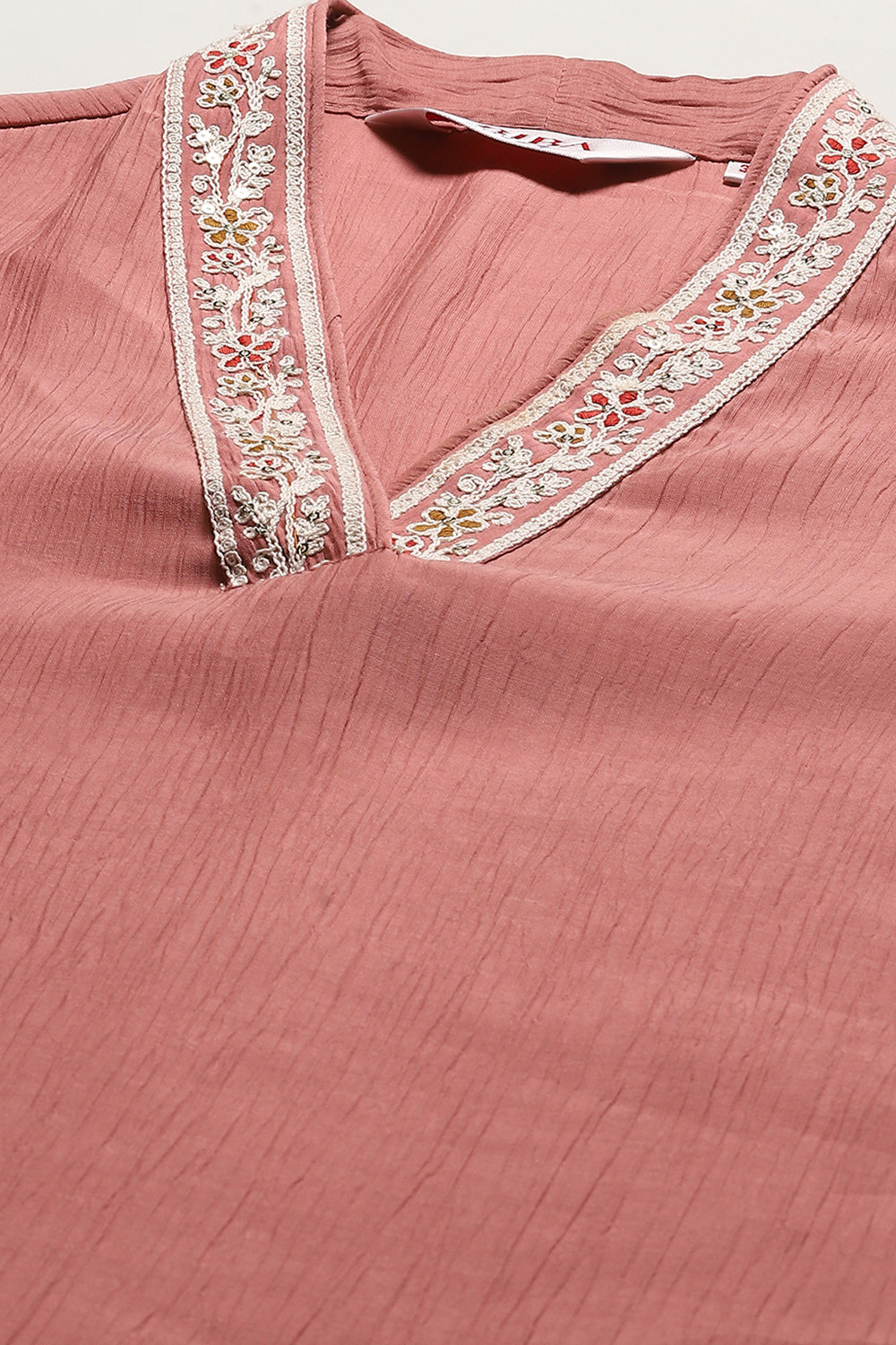 Dusky Rose Polyester Straight Kurta image number 1