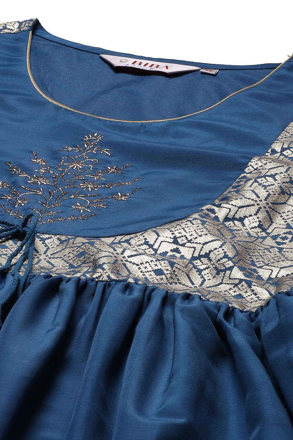 Blue Art Silk Flared Kurta image number 1