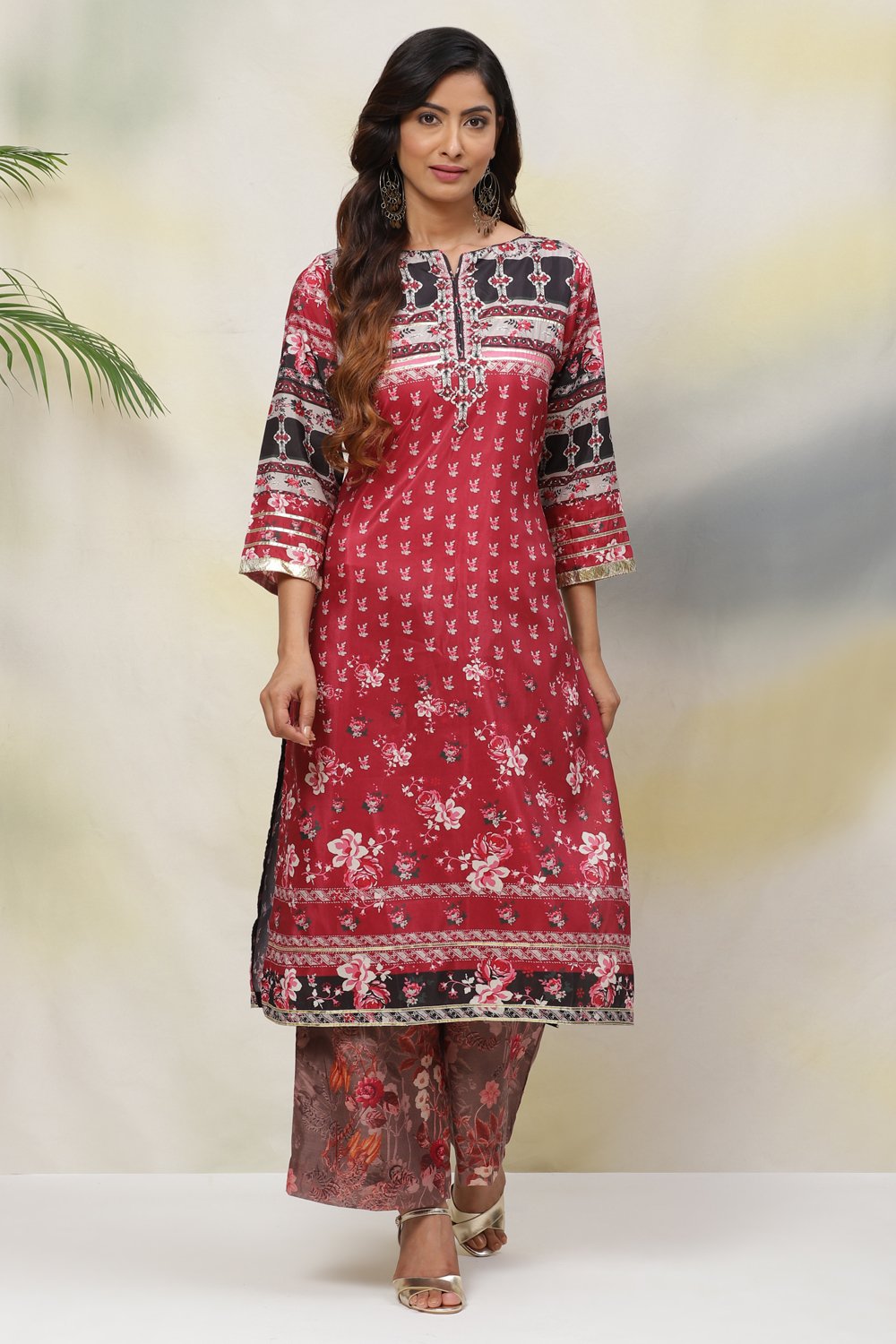 Cherry Straight Art Silk Kurta image number 0