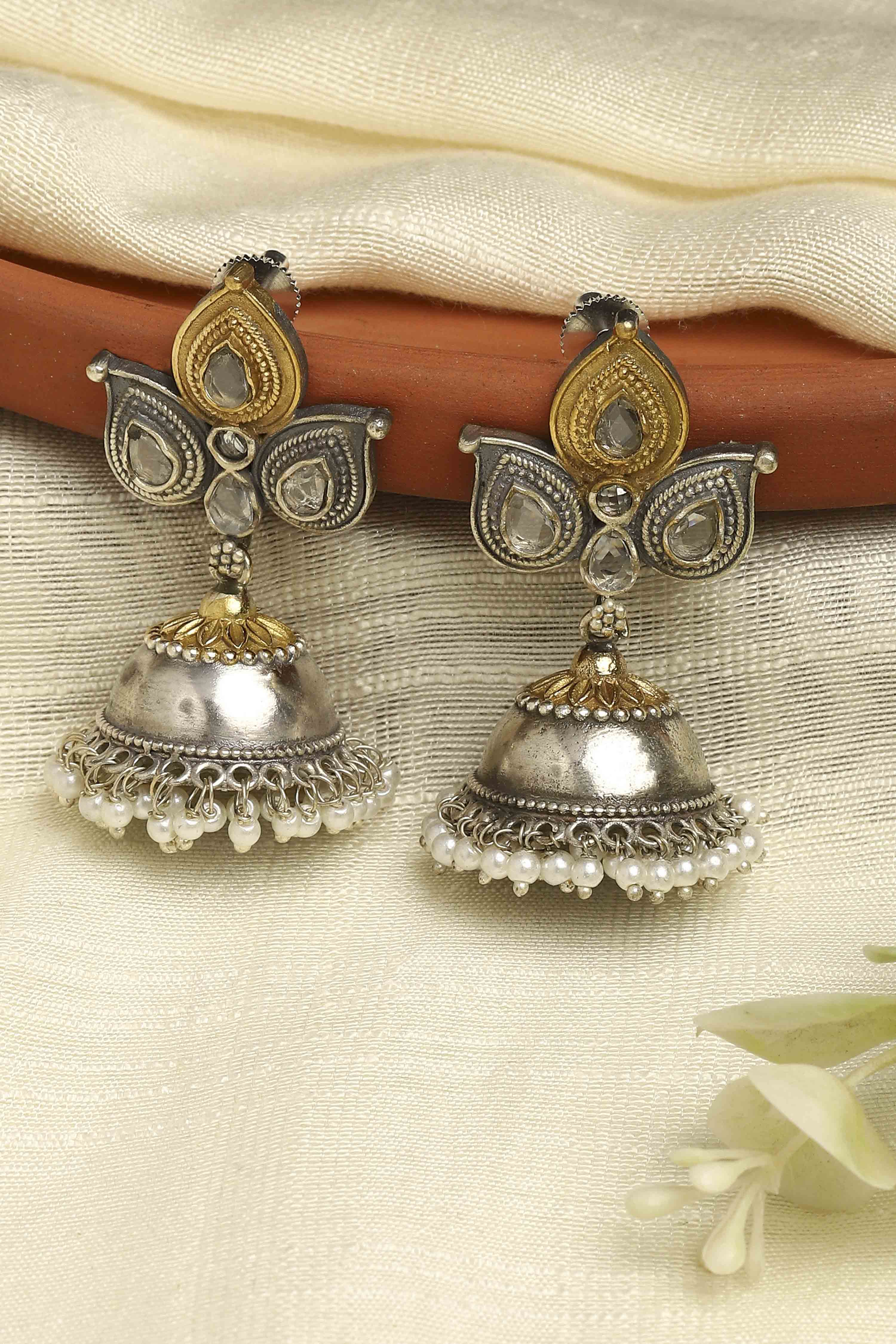 Oxidised Gold Brass Jhumka image number 0