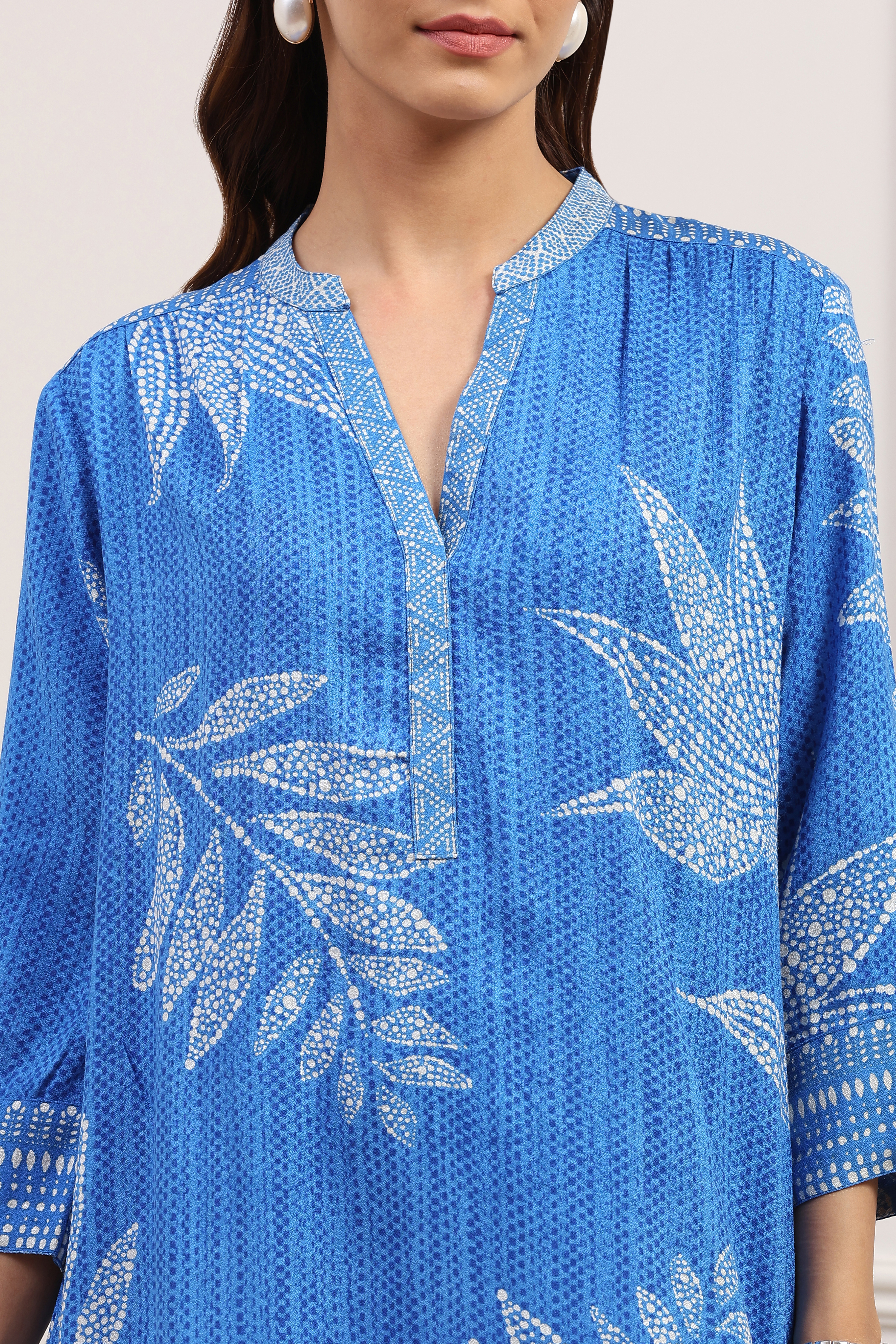 Blue LIVA Straight Printed 2 Piece Set image number 1