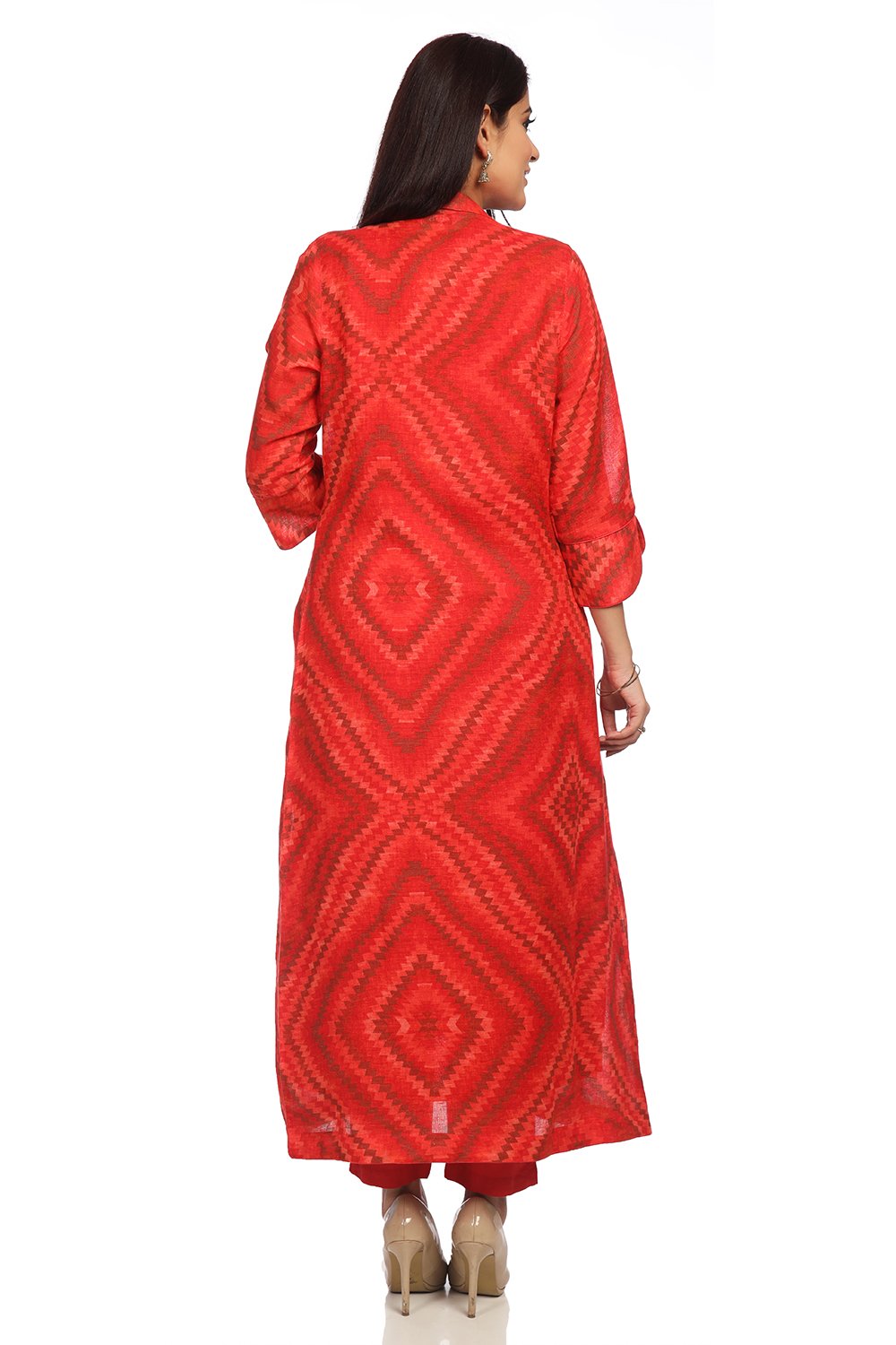 Red Cotton Straight Toga Kurta image number 5