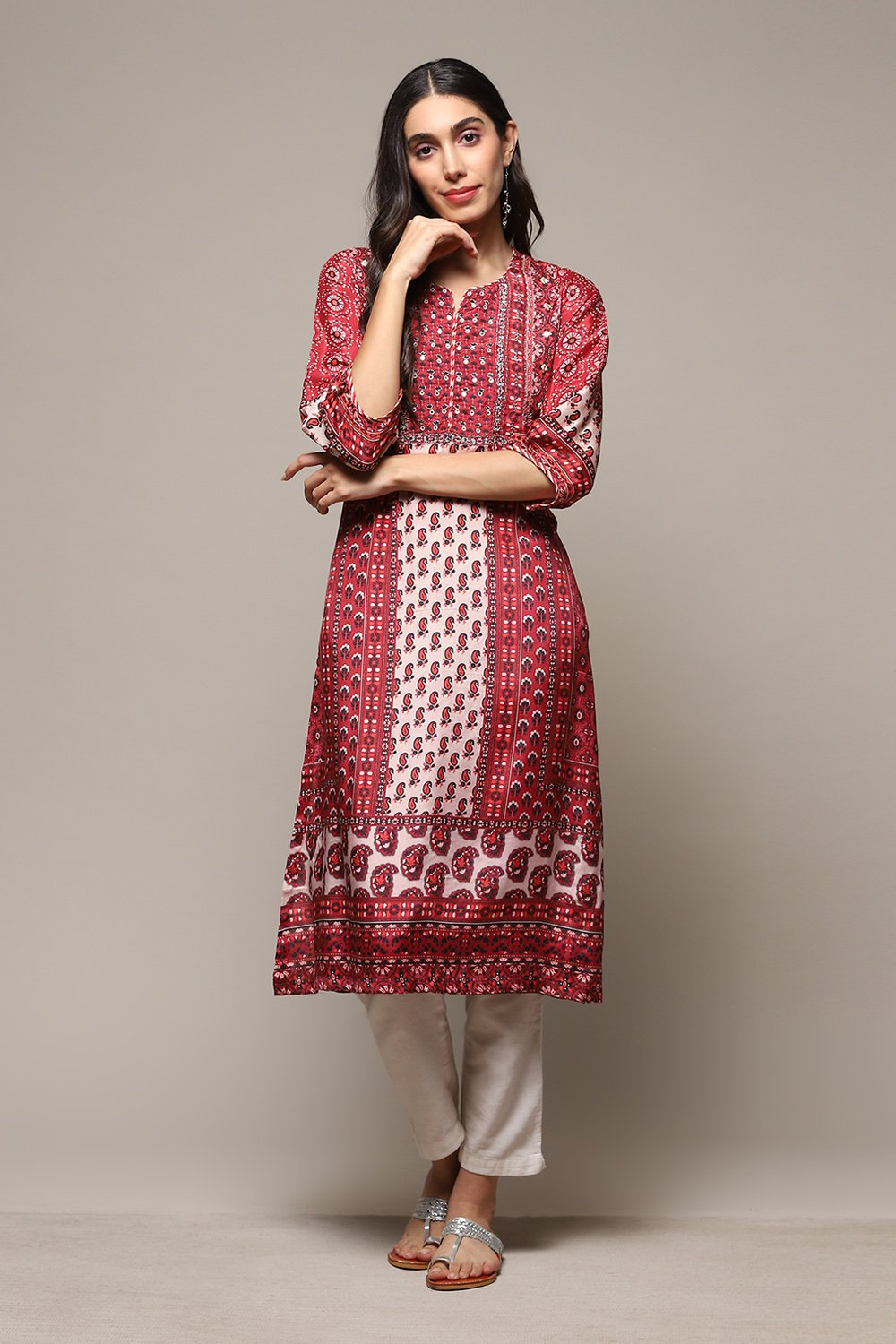 Green Viscose A-Line Printed Kurta image number 5