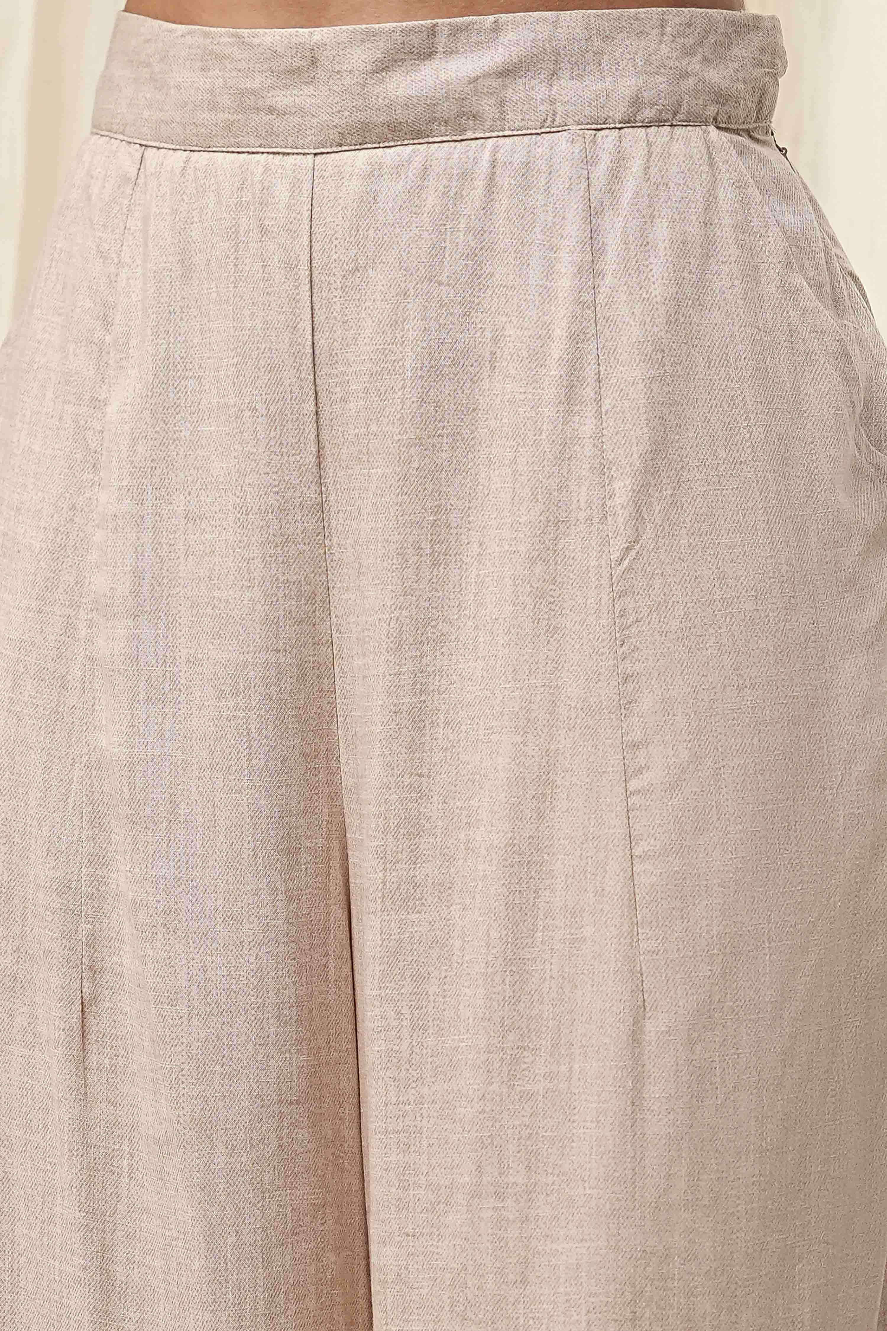 Beige Straight Printed Kurta Set image number 2