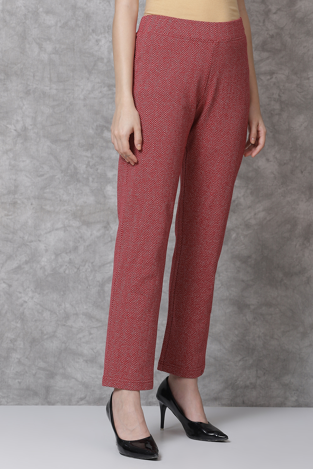 Maroon Straight Cotton Pants image number 4