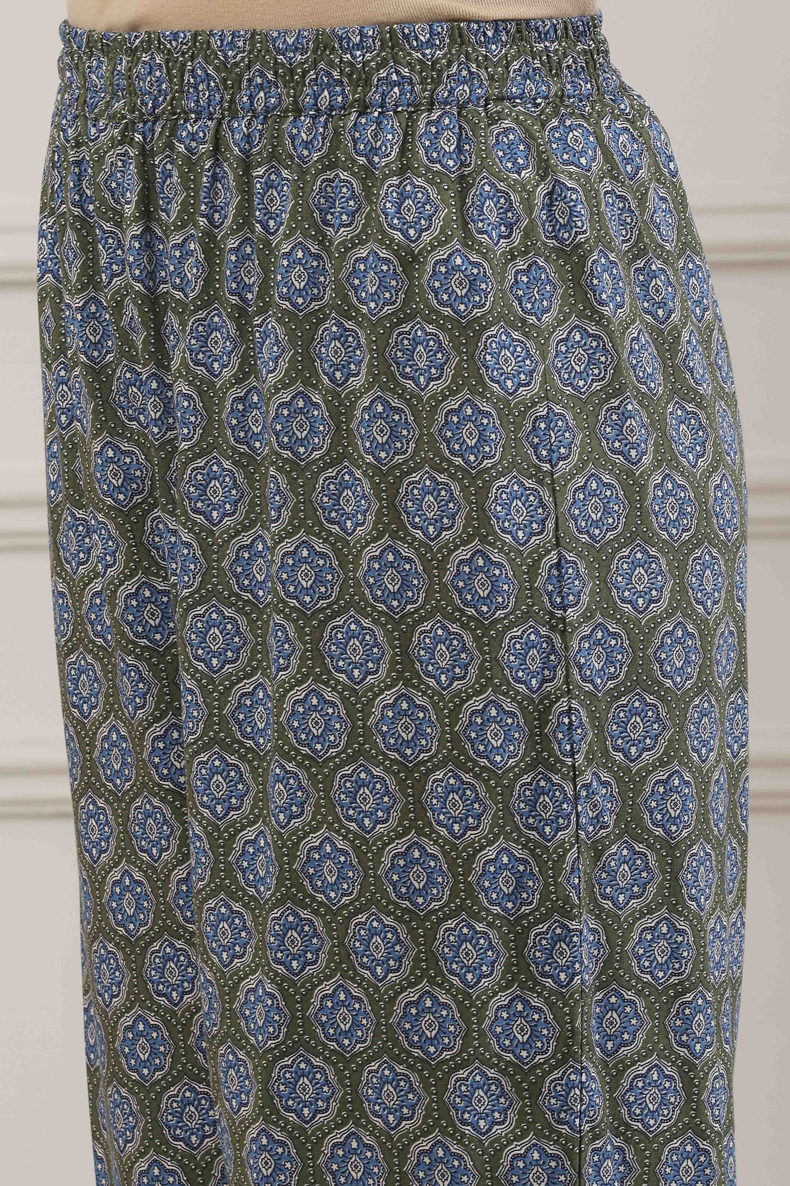 Blue Viscose Rayon Straight Kurta Palazzo Set image number 2