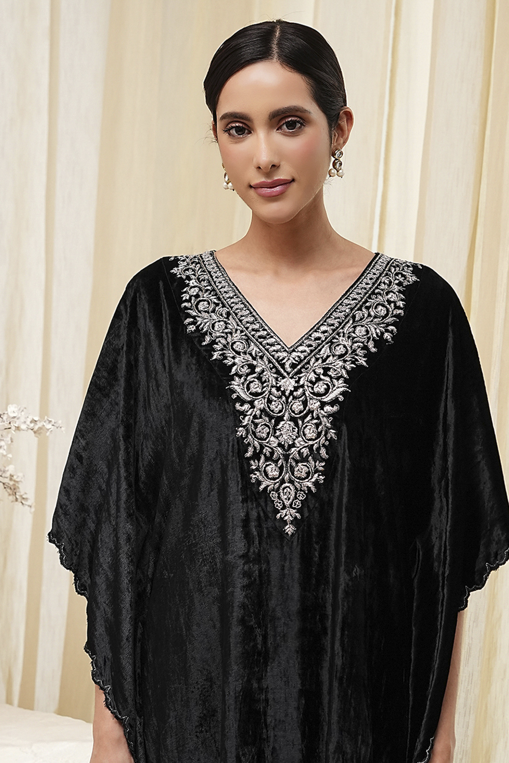 Black Viscose A-Line Suit Set image number 1