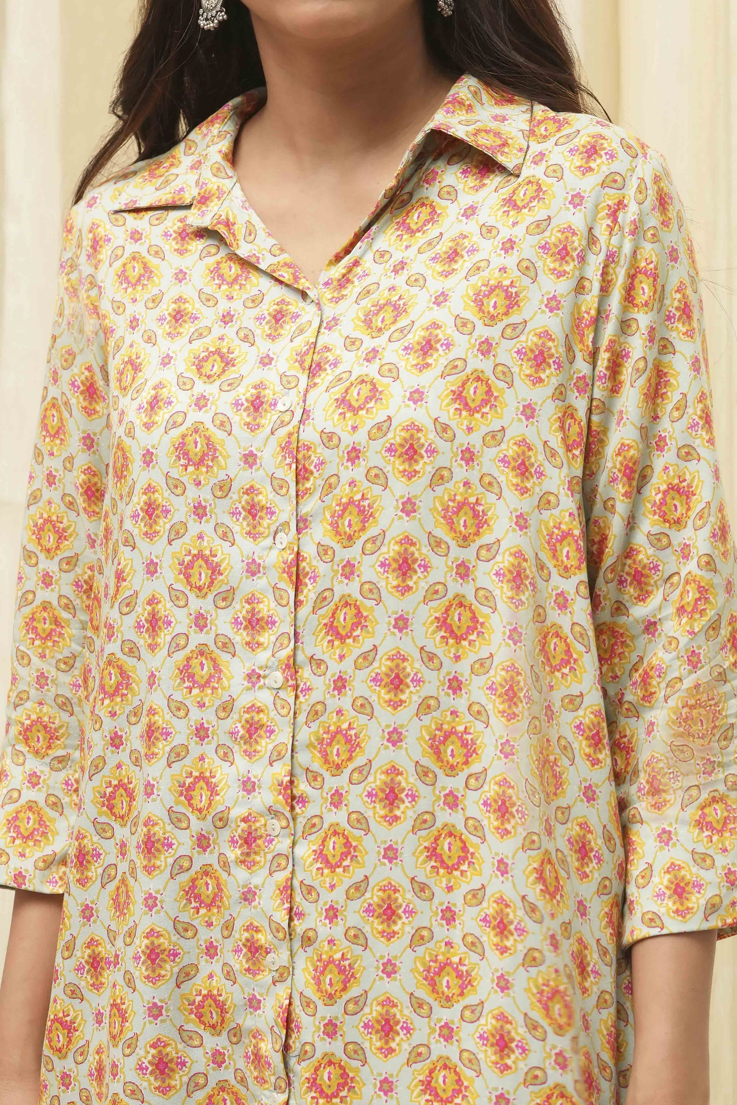 Powder Blue Rayon Printed 2 Piece Sleepwear Set image number 1