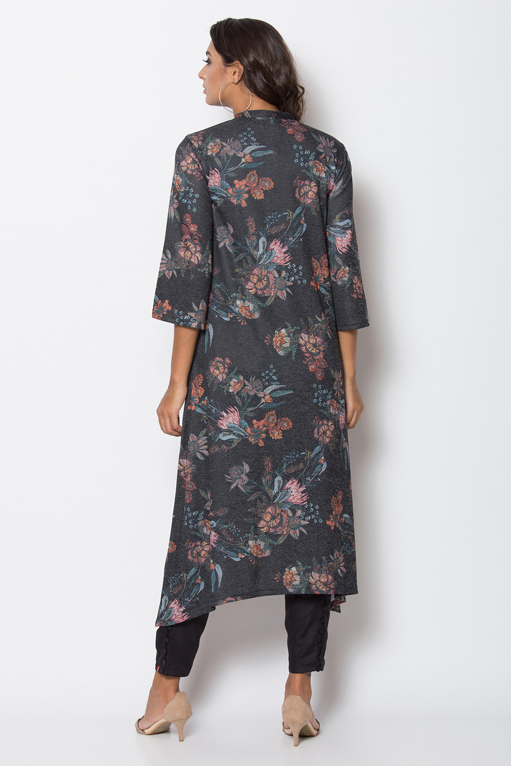 Black Straight Printed Kurta image number 4