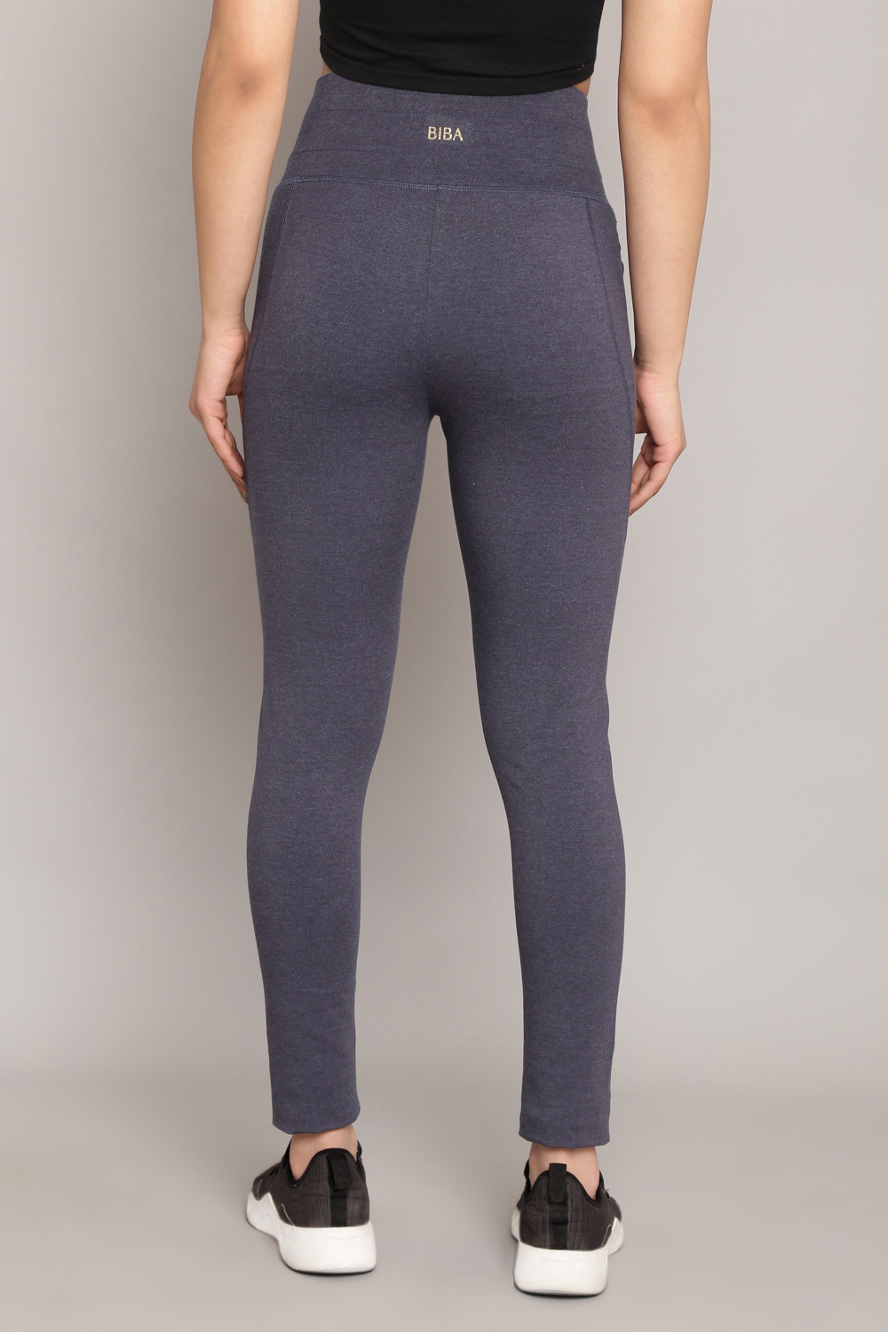 Light Grey Knitted Cotton Blend Leggings image number 7