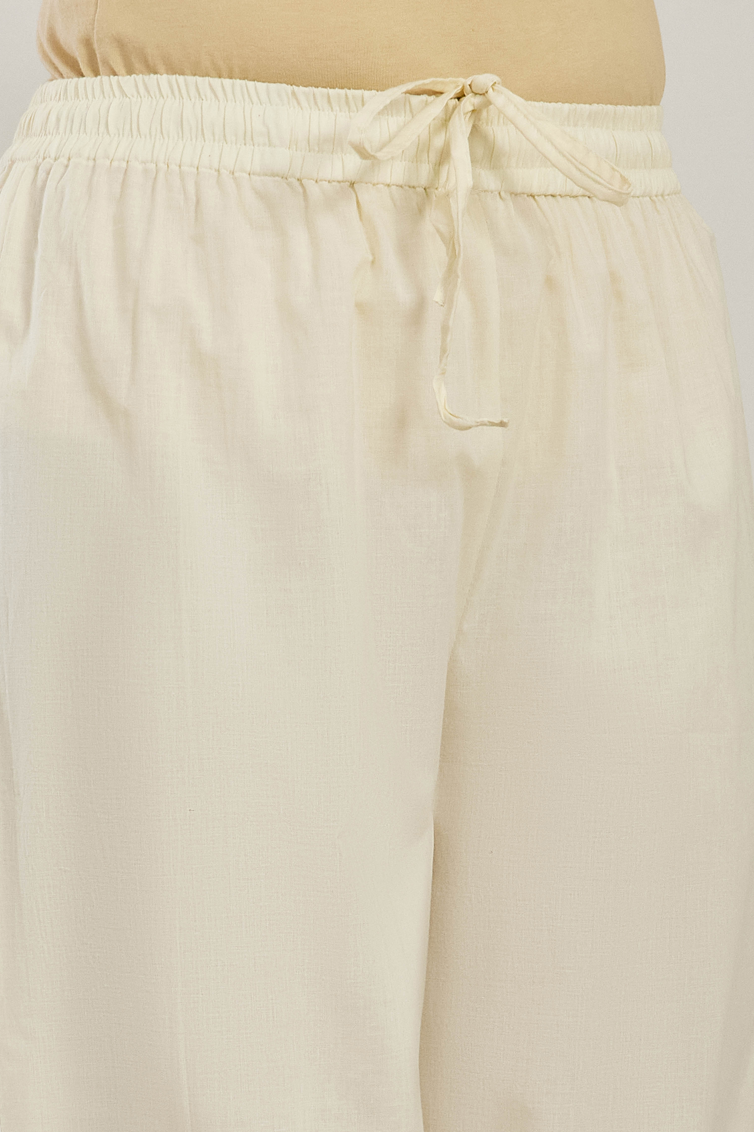 White Cotton Straight Suit Set image number 2