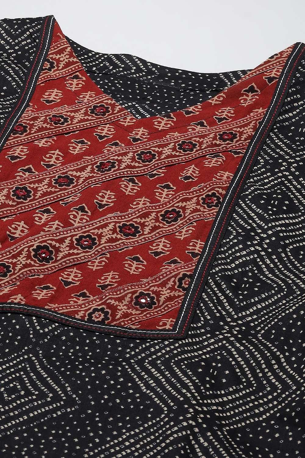 Black Cotton Printed Unstitched Suit Set image number 5