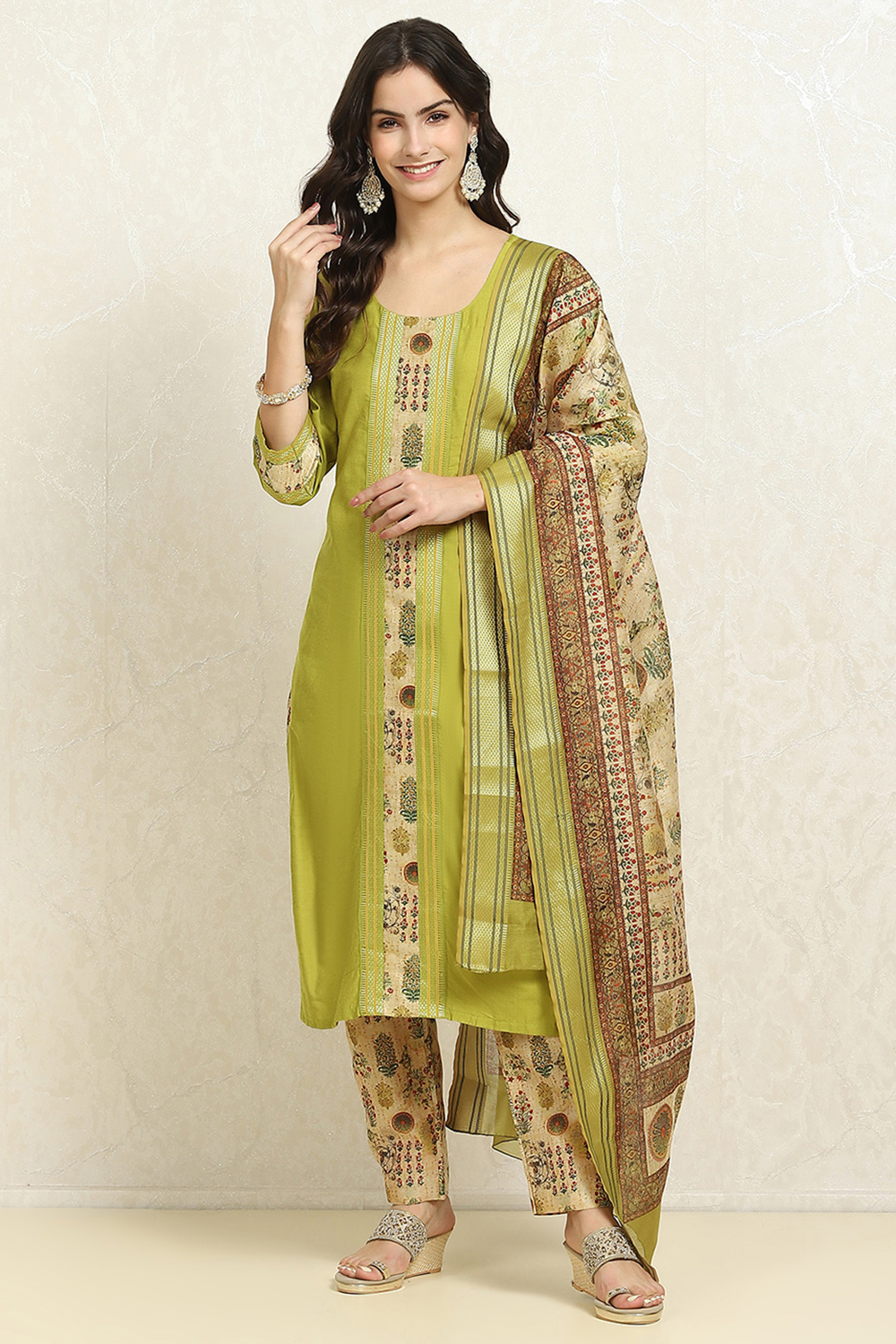 Maroon Cotton Handloom Unstitched Suit Set image number 1