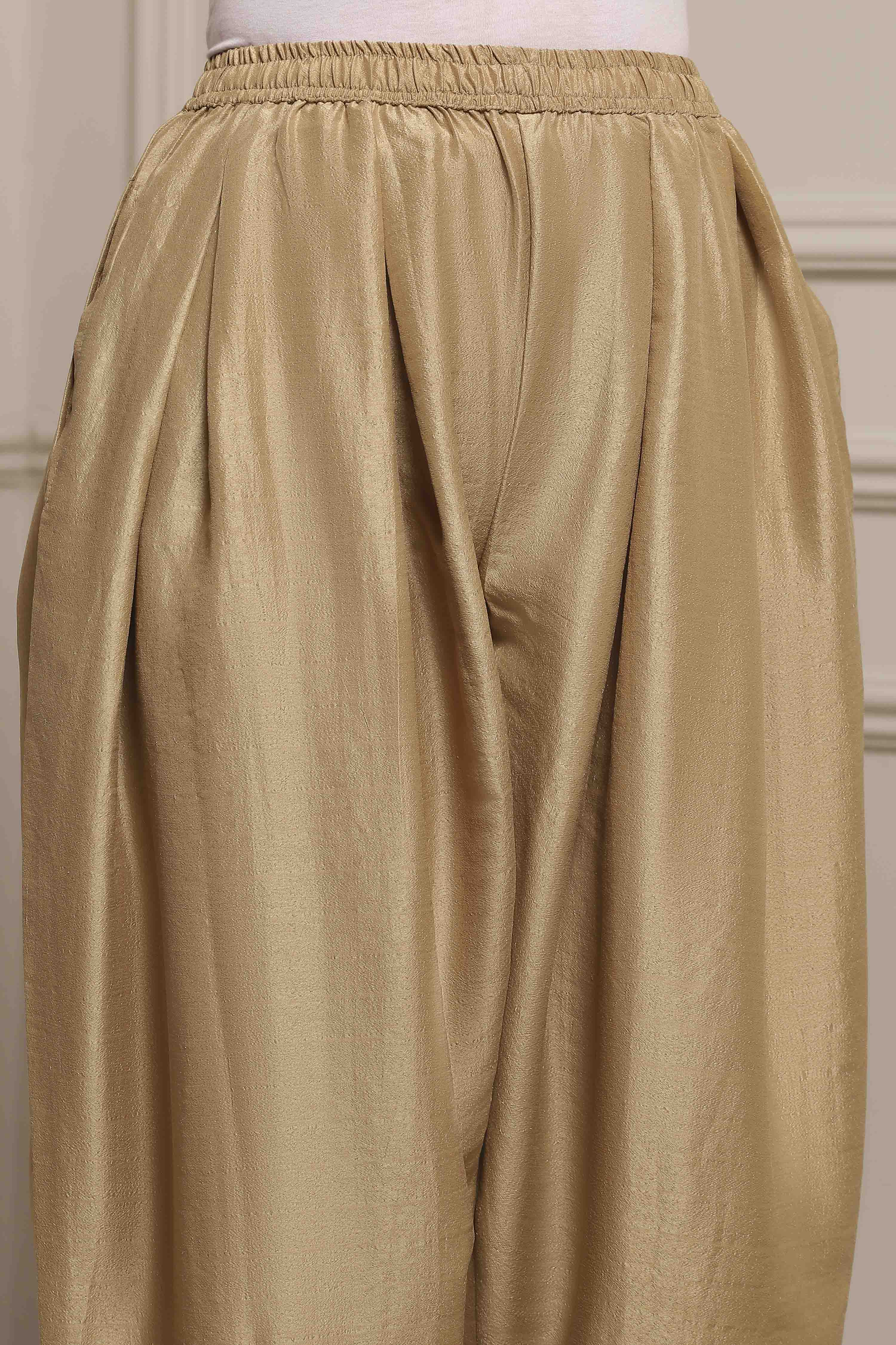 Gold Polyester Salwar image number 1