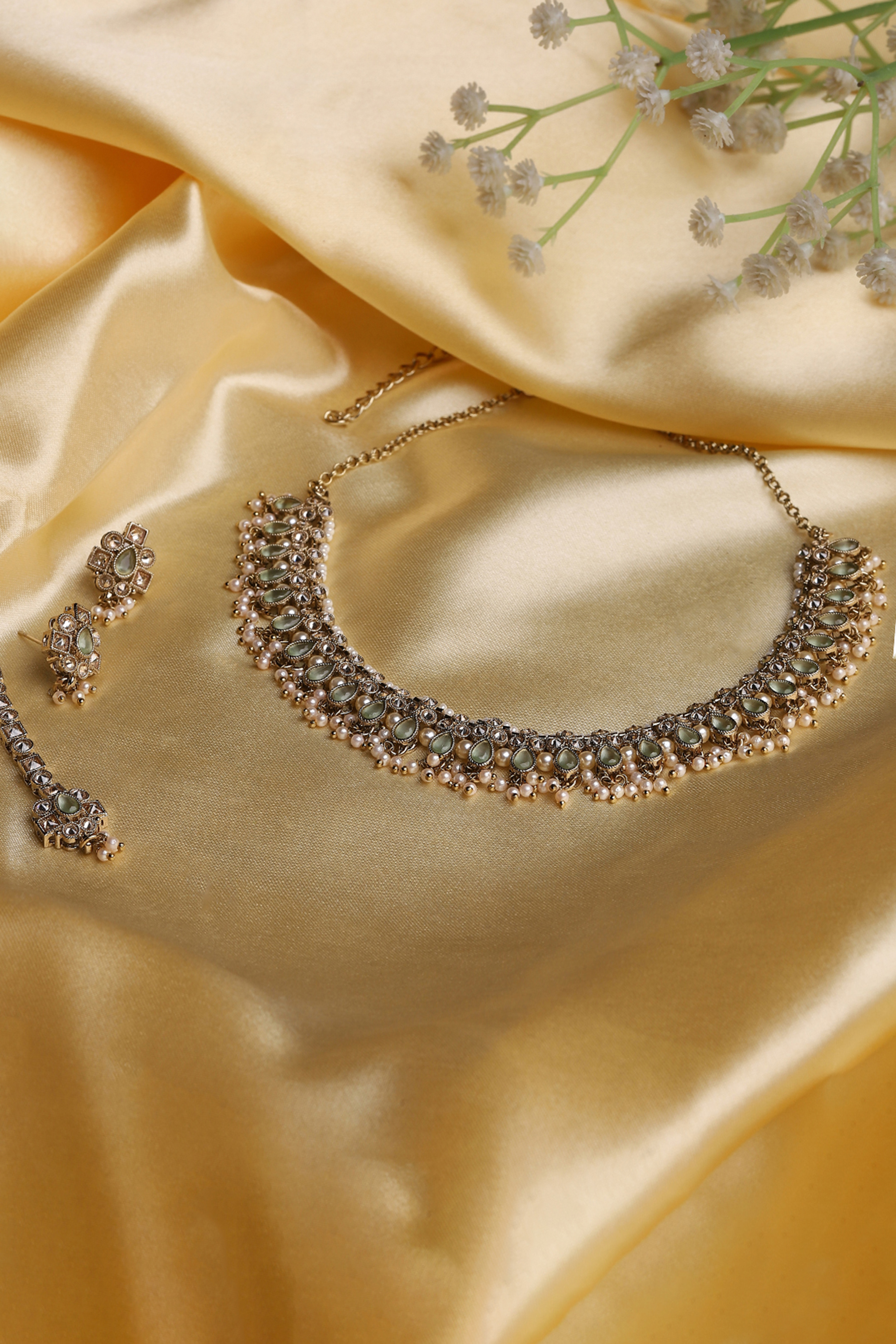 Mint Green Alloy Necklace Set image number 0