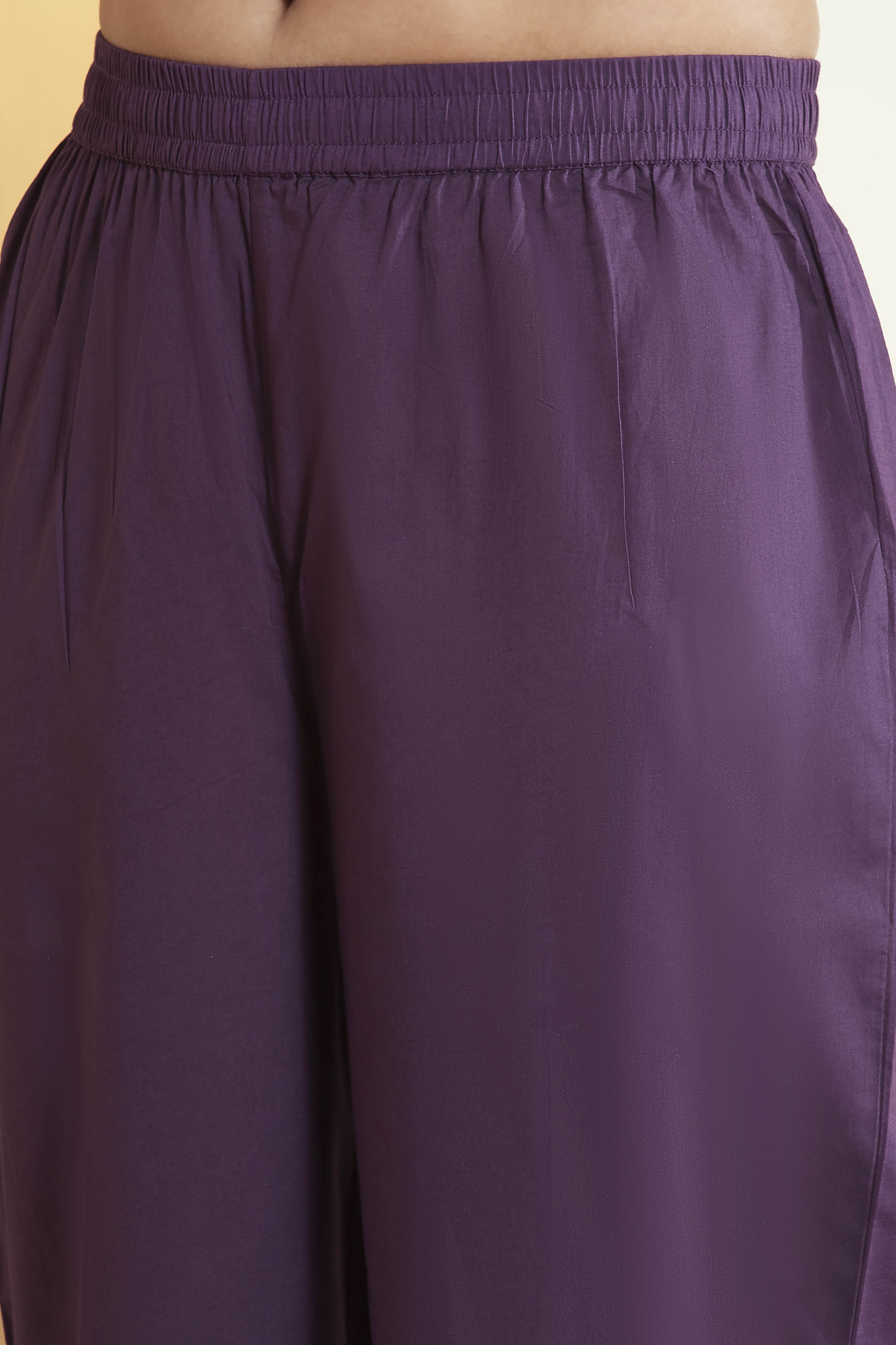 Purple Cotton Asymmetric Suit Set image number 2
